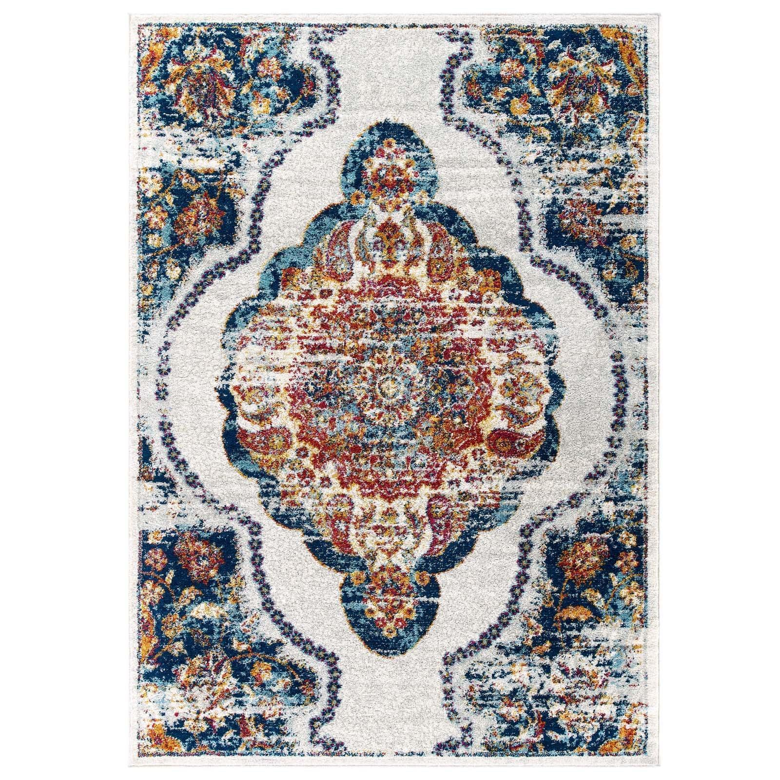 Modway Entourage Malia Distressed Vintage Floral Persian Medallion Area Rug FredCo