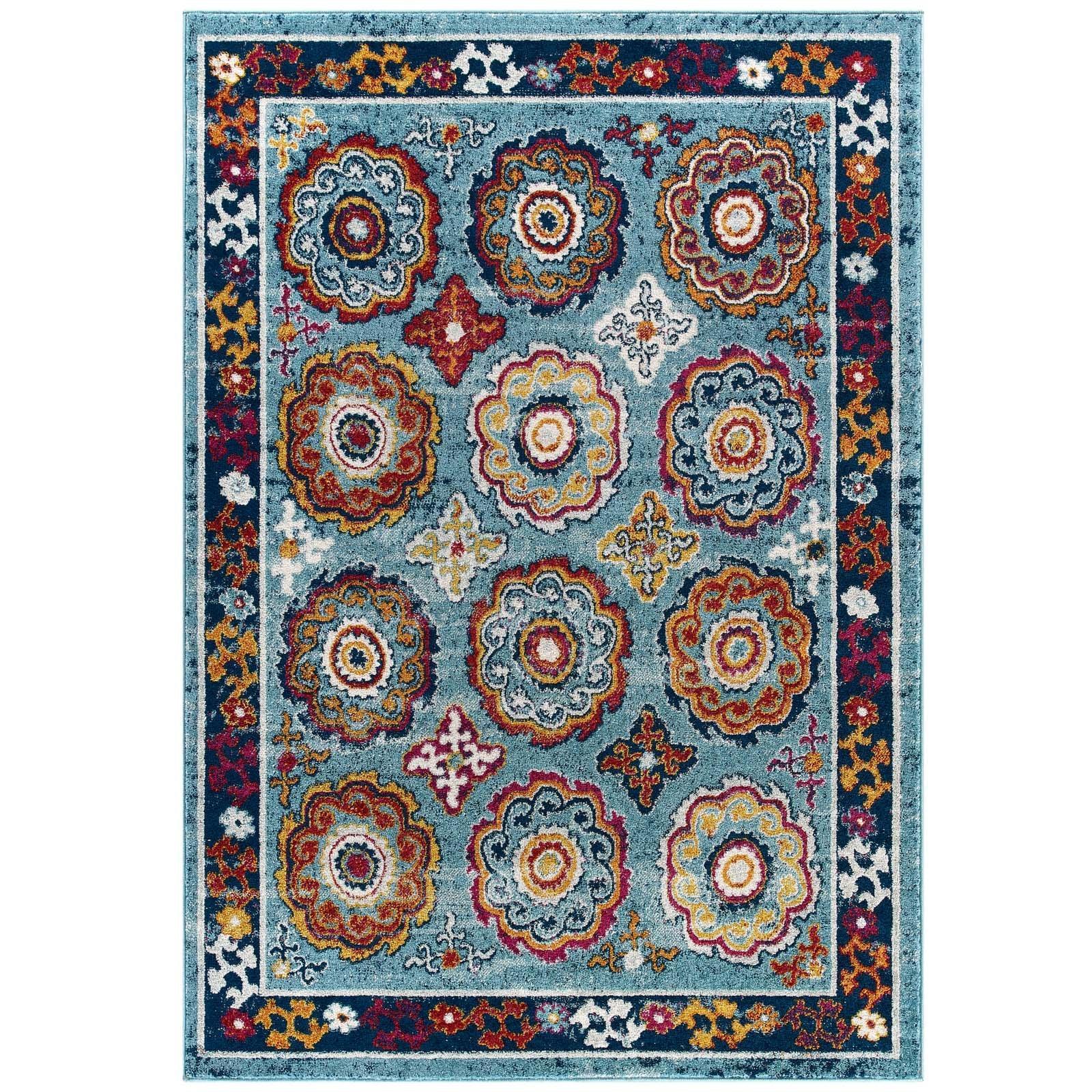 Modway Entourage Odile Distressed Floral Moroccan Trellis Area Rug FredCo