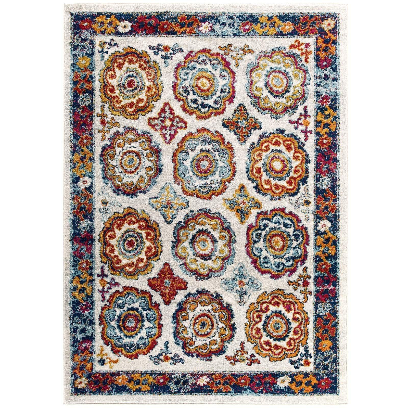 Modway Entourage Odile Distressed Floral Moroccan Trellis Area Rug FredCo