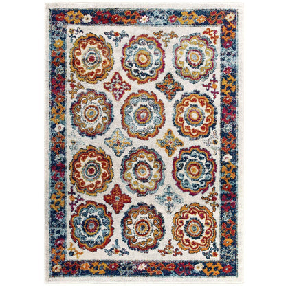 Modway Entourage Odile Distressed Floral Moroccan Trellis Area Rug FredCo