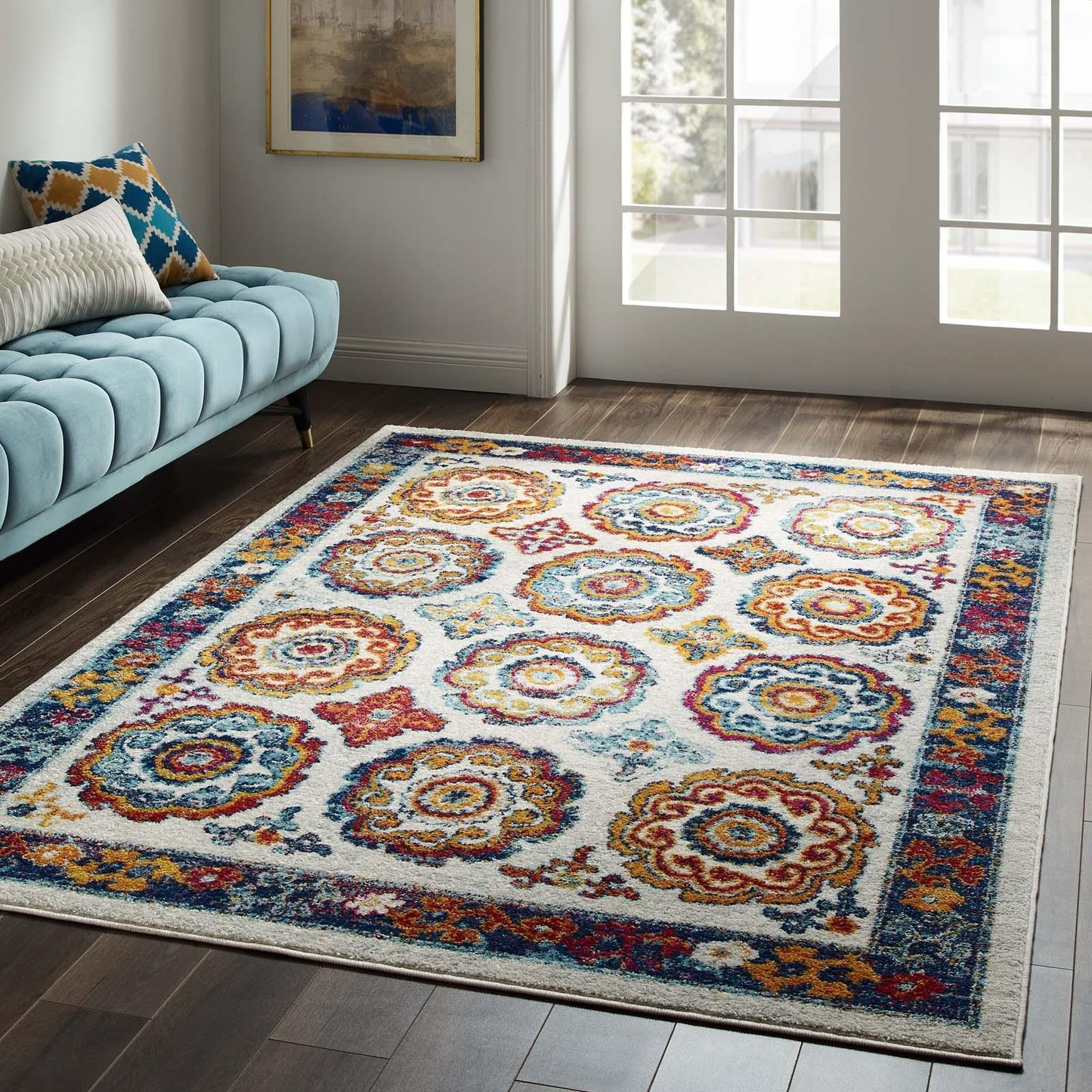 Modway Entourage Odile Distressed Floral Moroccan Trellis Area Rug FredCo