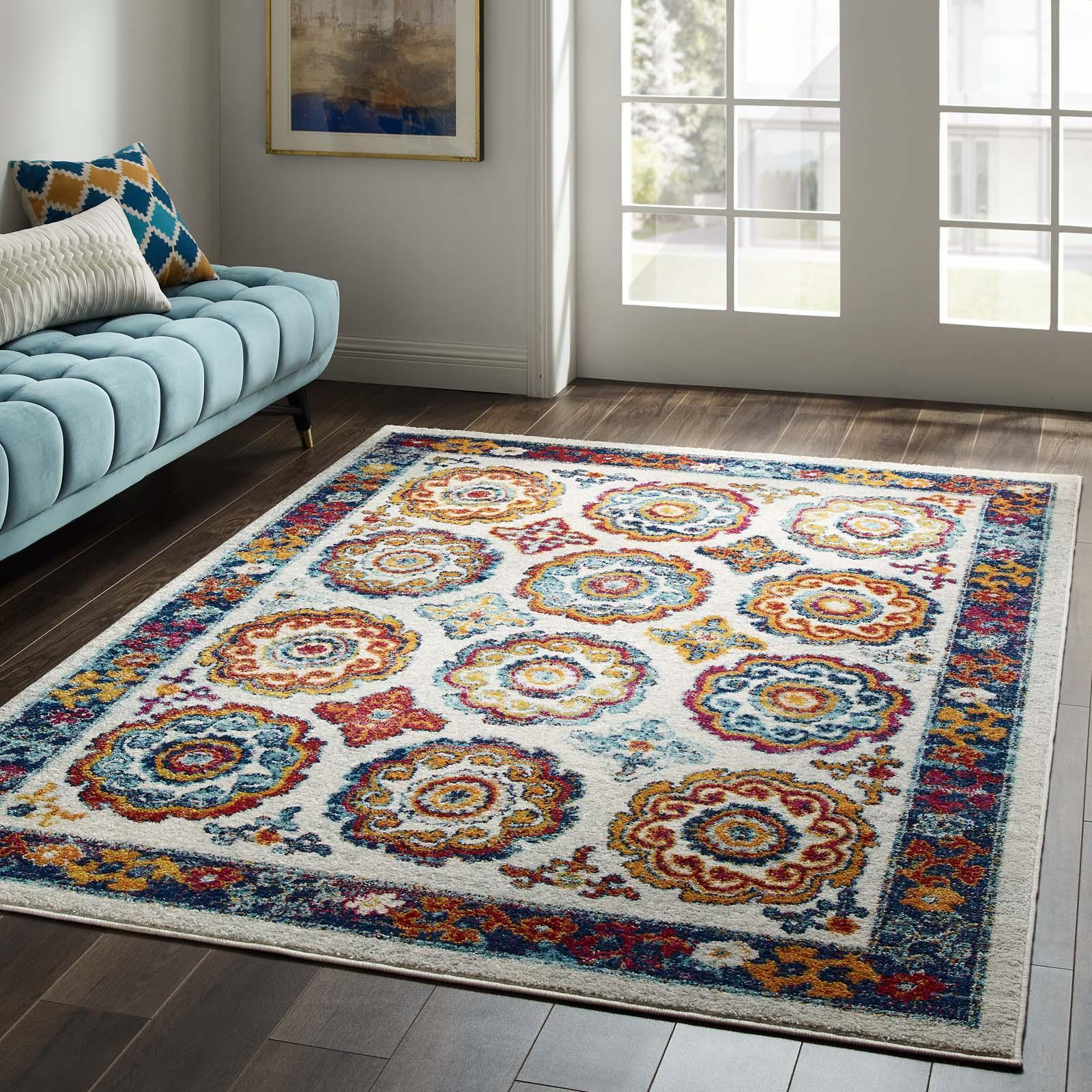 Modway Entourage Odile Distressed Floral Moroccan Trellis Area Rug FredCo