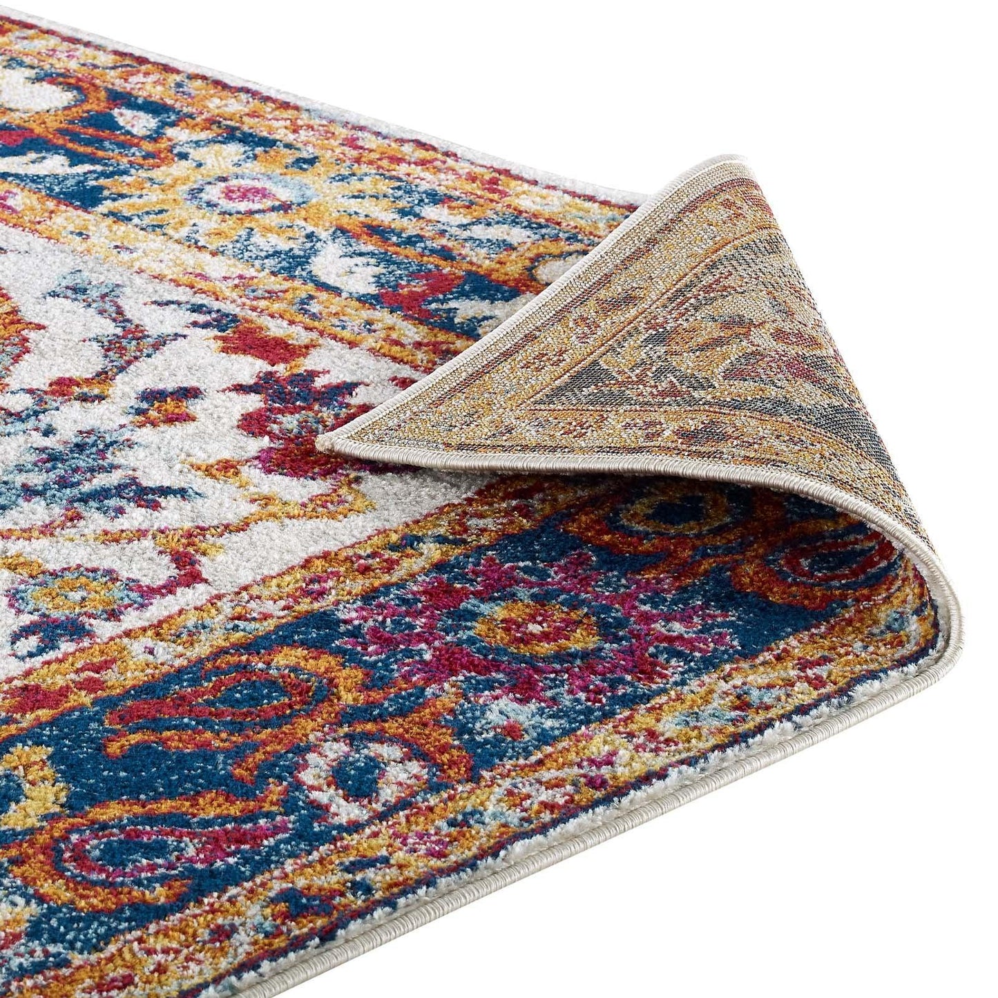 Modway Entourage Samira Distressed Vintage Floral Persian Medallion Area Rug FredCo