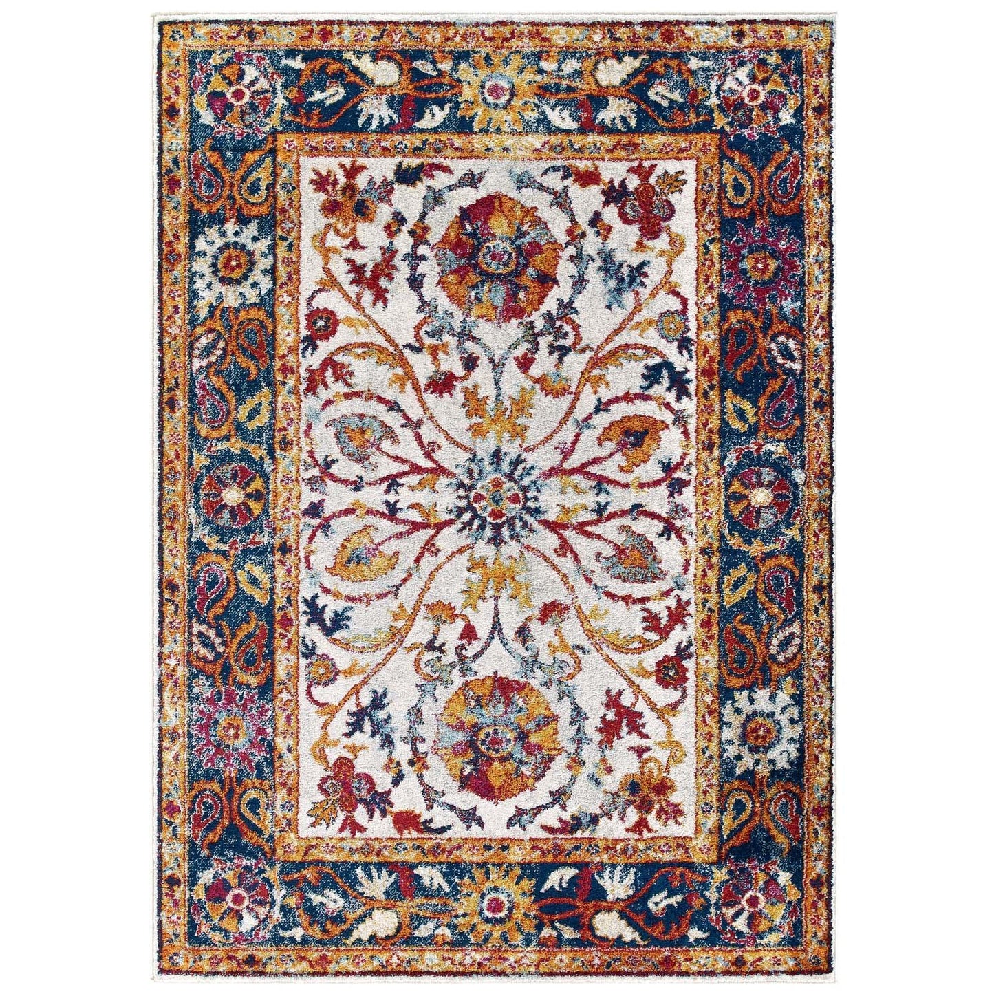 Modway Entourage Samira Distressed Vintage Floral Persian Medallion Area Rug FredCo