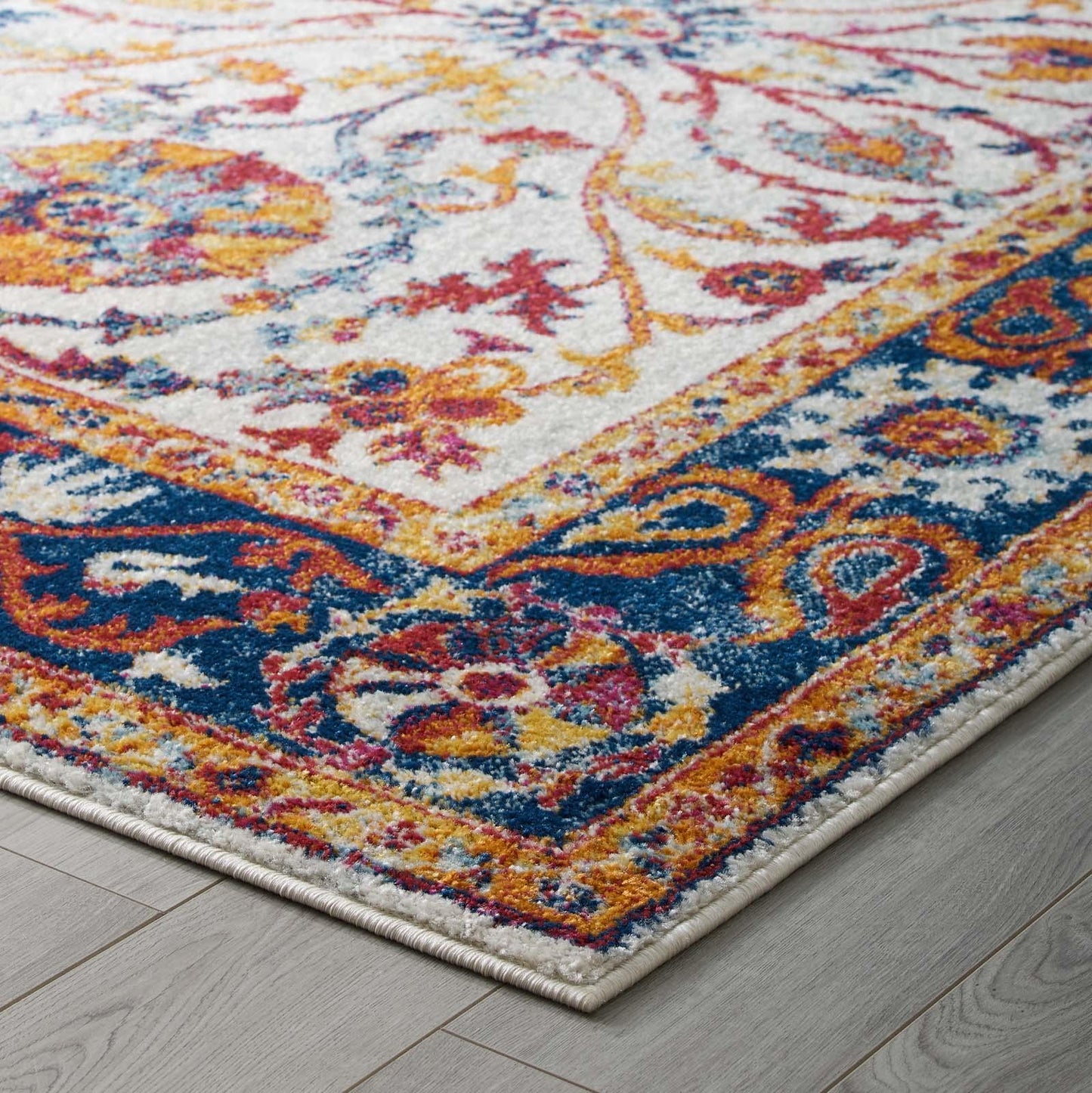 Modway Entourage Samira Distressed Vintage Floral Persian Medallion Area Rug FredCo