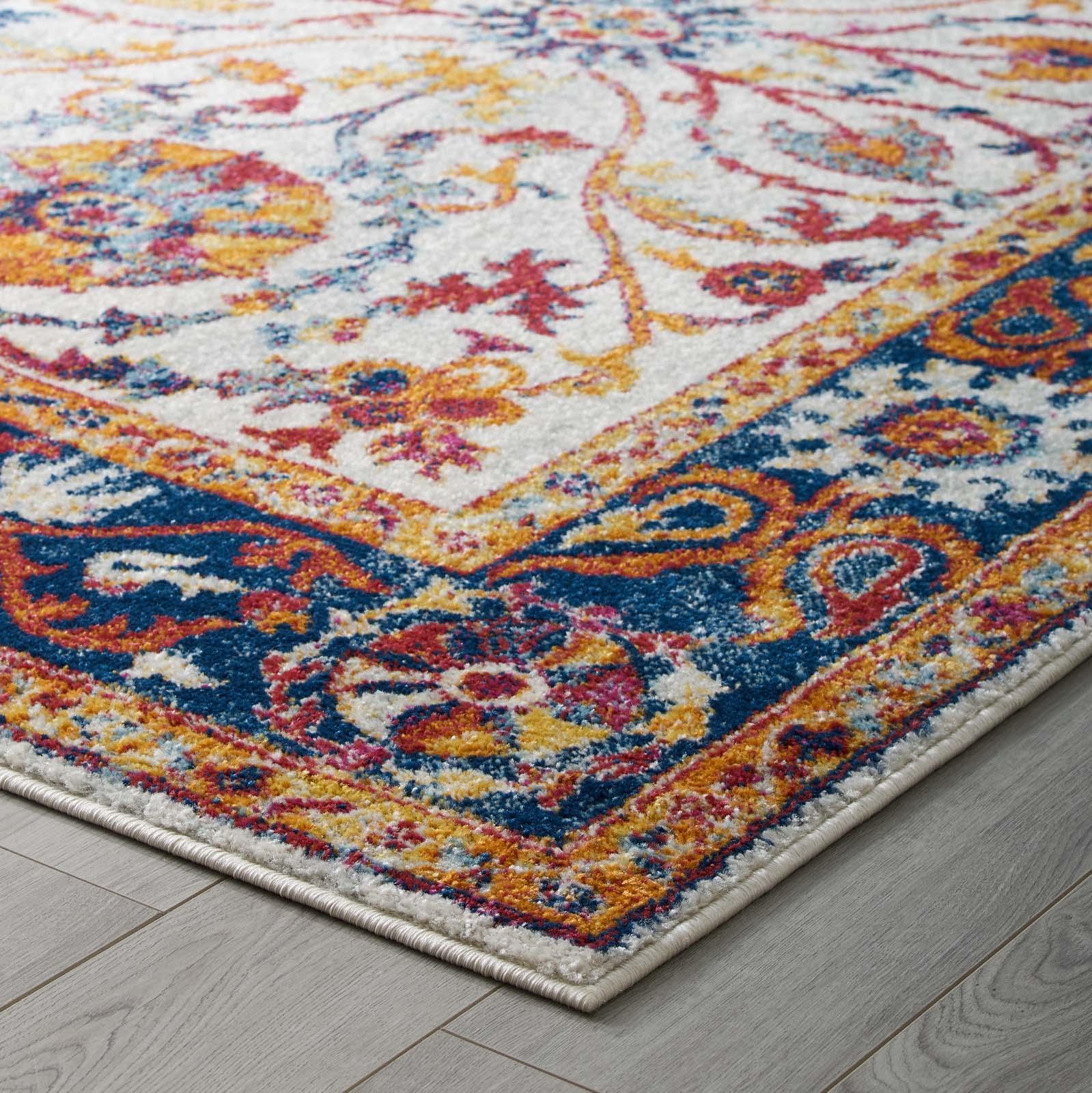 Modway Entourage Samira Distressed Vintage Floral Persian Medallion Area Rug FredCo