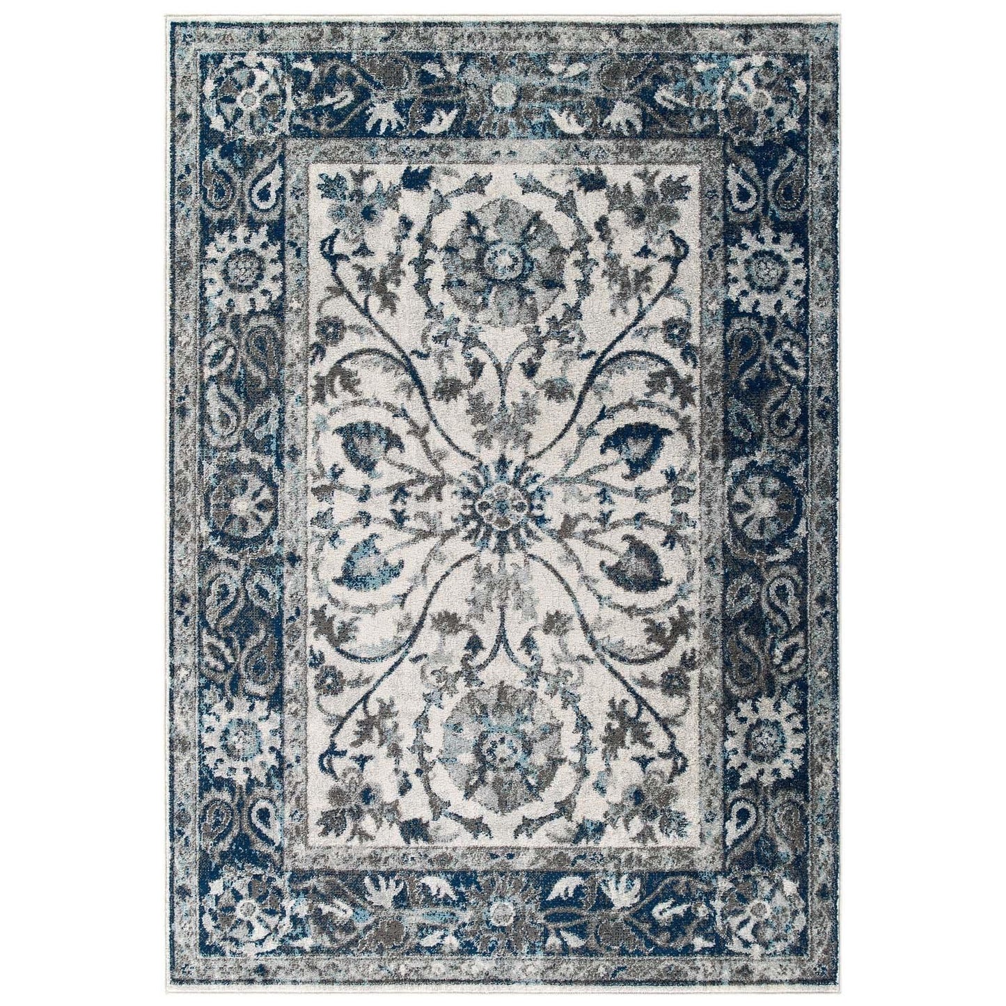 Modway Entourage Samira Distressed Vintage Floral Persian Medallion Area Rug FredCo