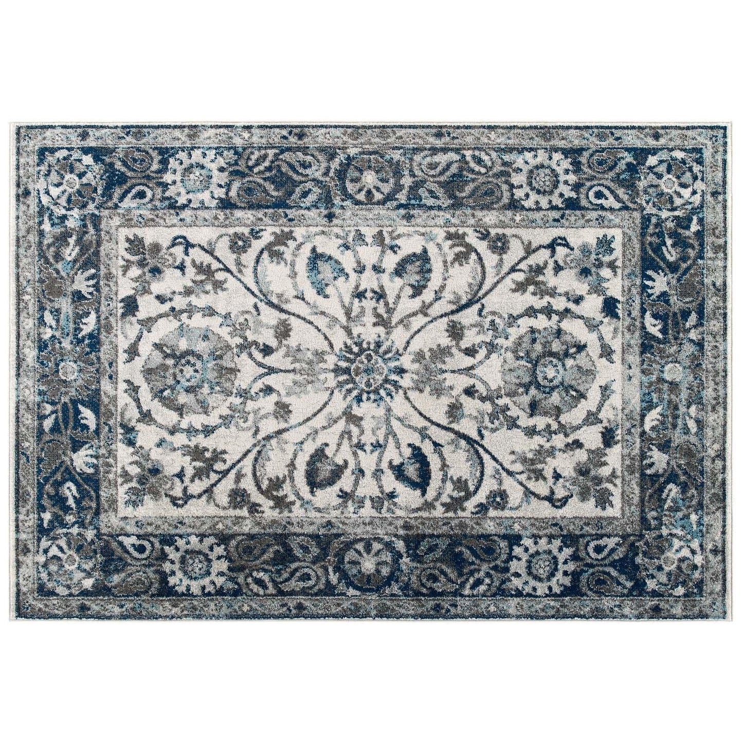 Modway Entourage Samira Distressed Vintage Floral Persian Medallion Area Rug FredCo