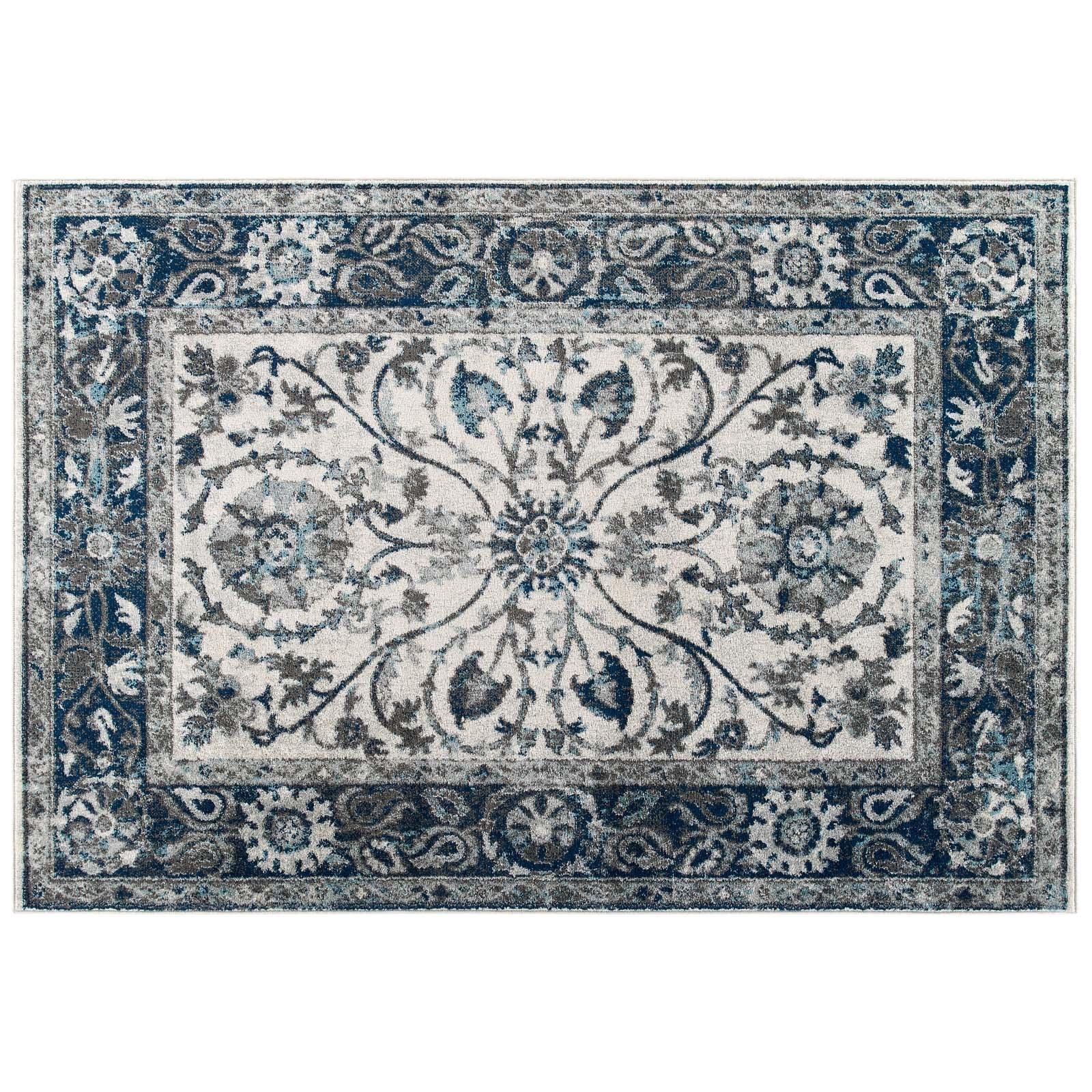 Modway Entourage Samira Distressed Vintage Floral Persian Medallion Area Rug FredCo