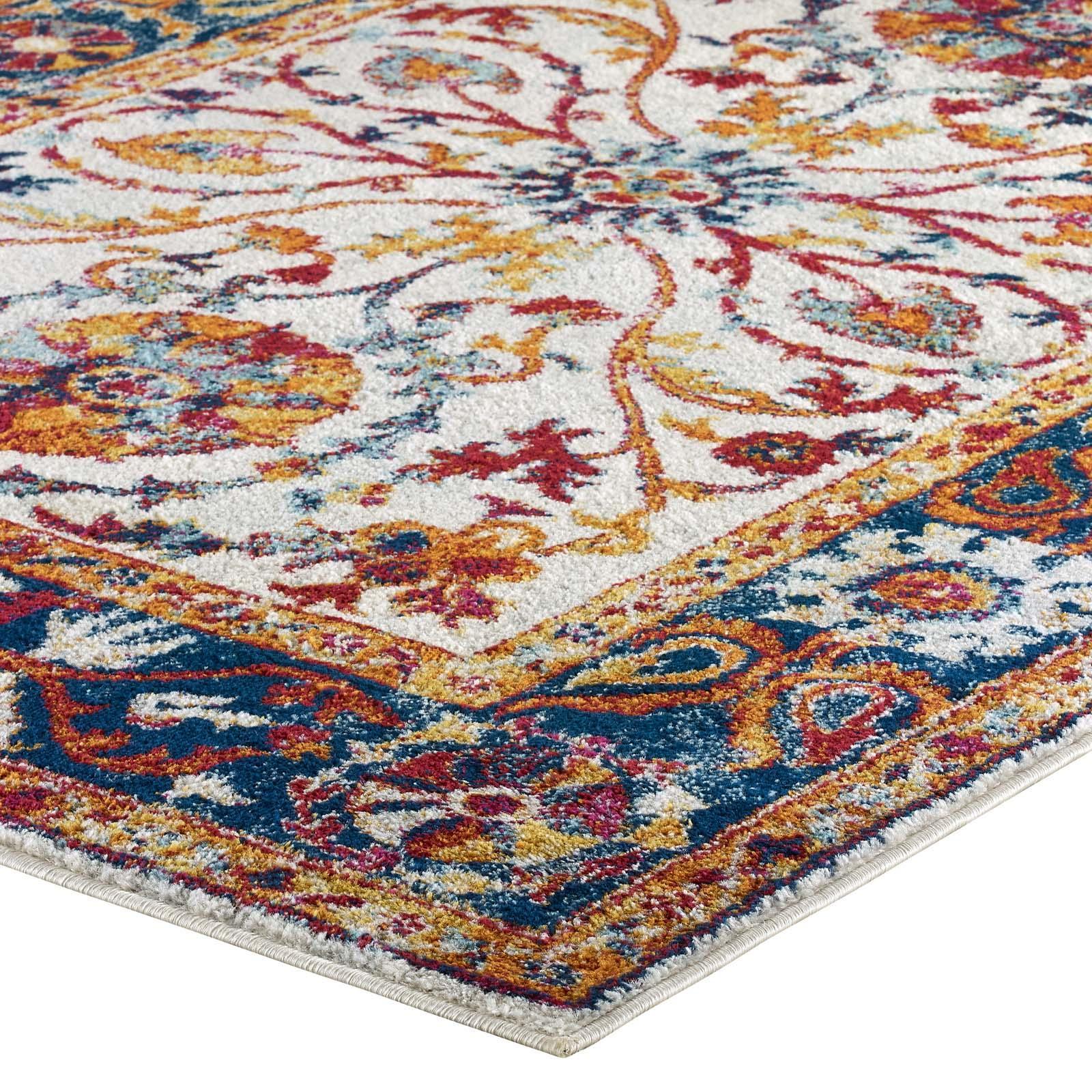 Modway Entourage Samira Distressed Vintage Floral Persian Medallion Area Rug FredCo
