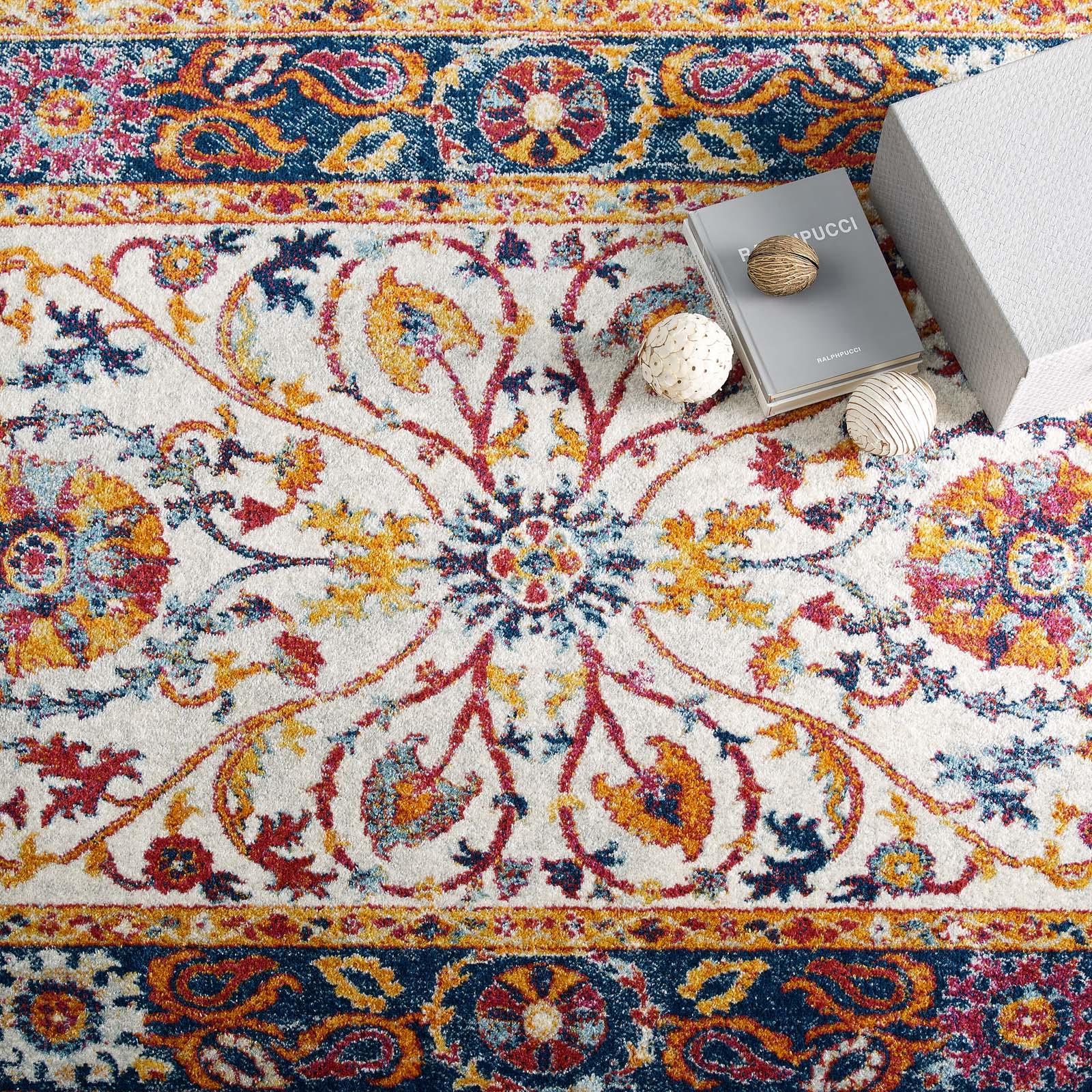Modway Entourage Samira Distressed Vintage Floral Persian Medallion Area Rug FredCo