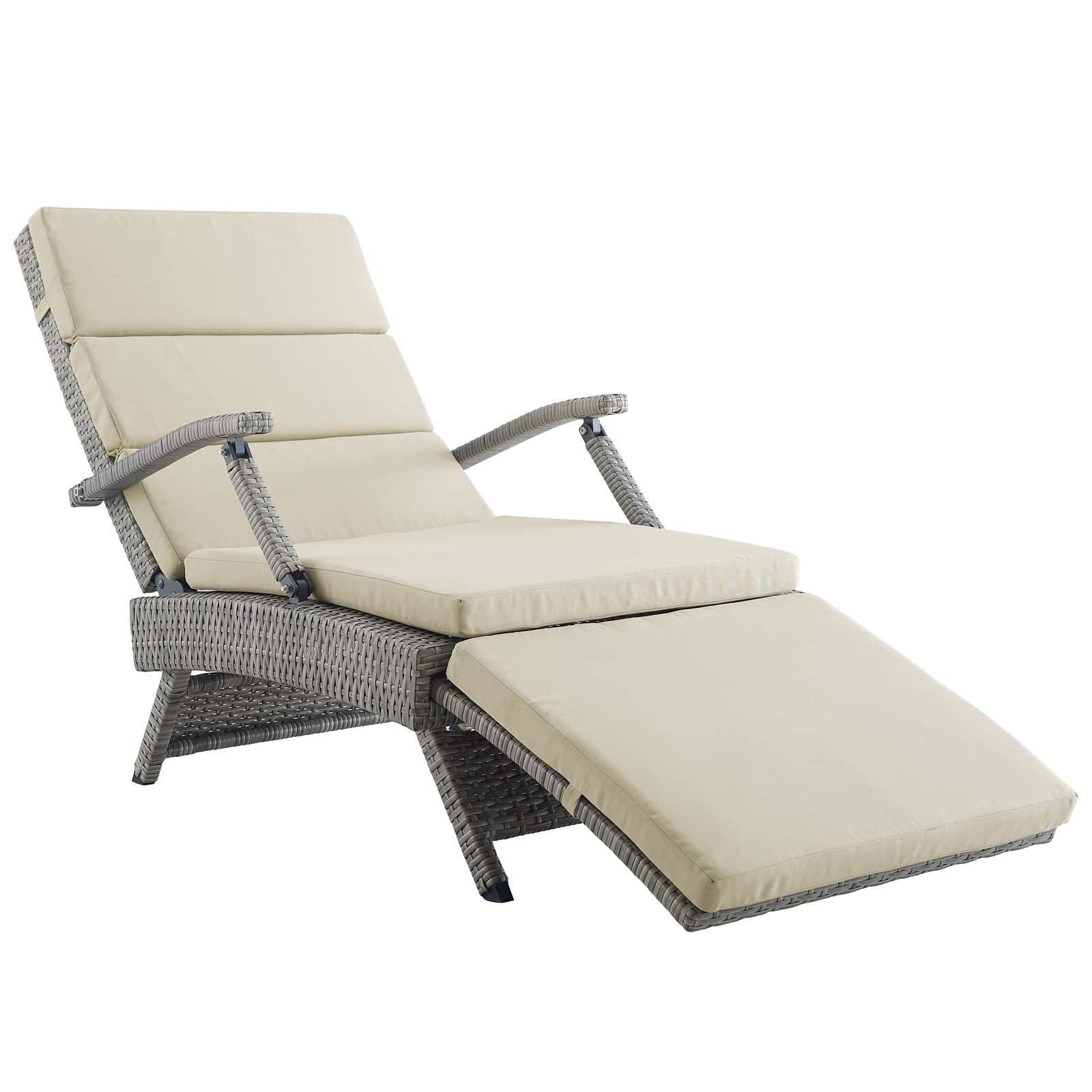 Modway Envisage Chaise Outdoor Patio Wicker Rattan Lounge Chair FredCo