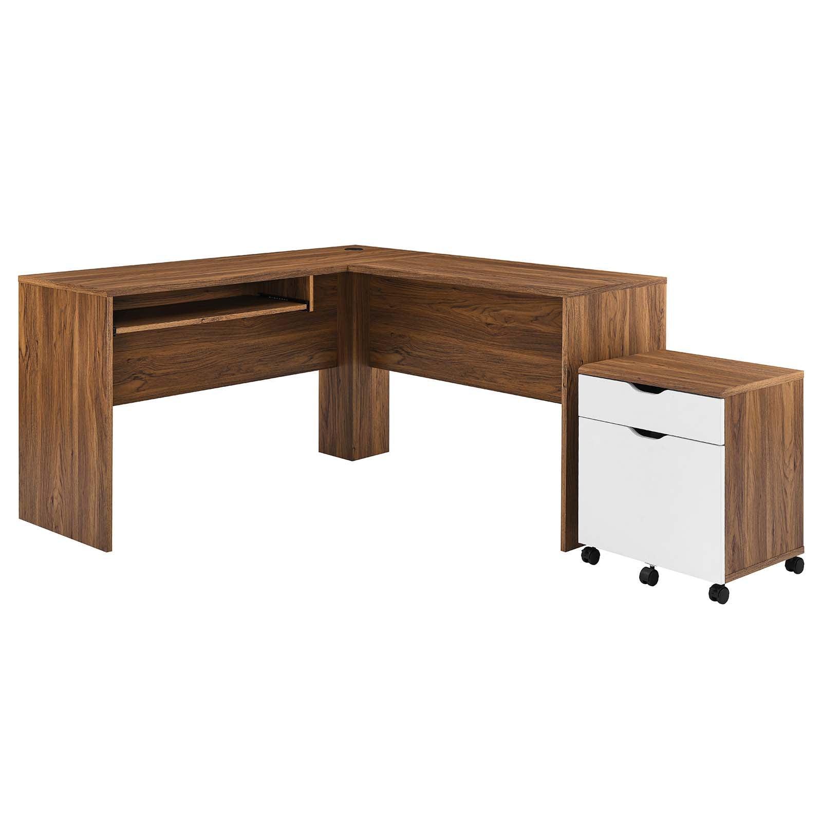 Modway Envision Wood Desk and File Cabinet Set FredCo