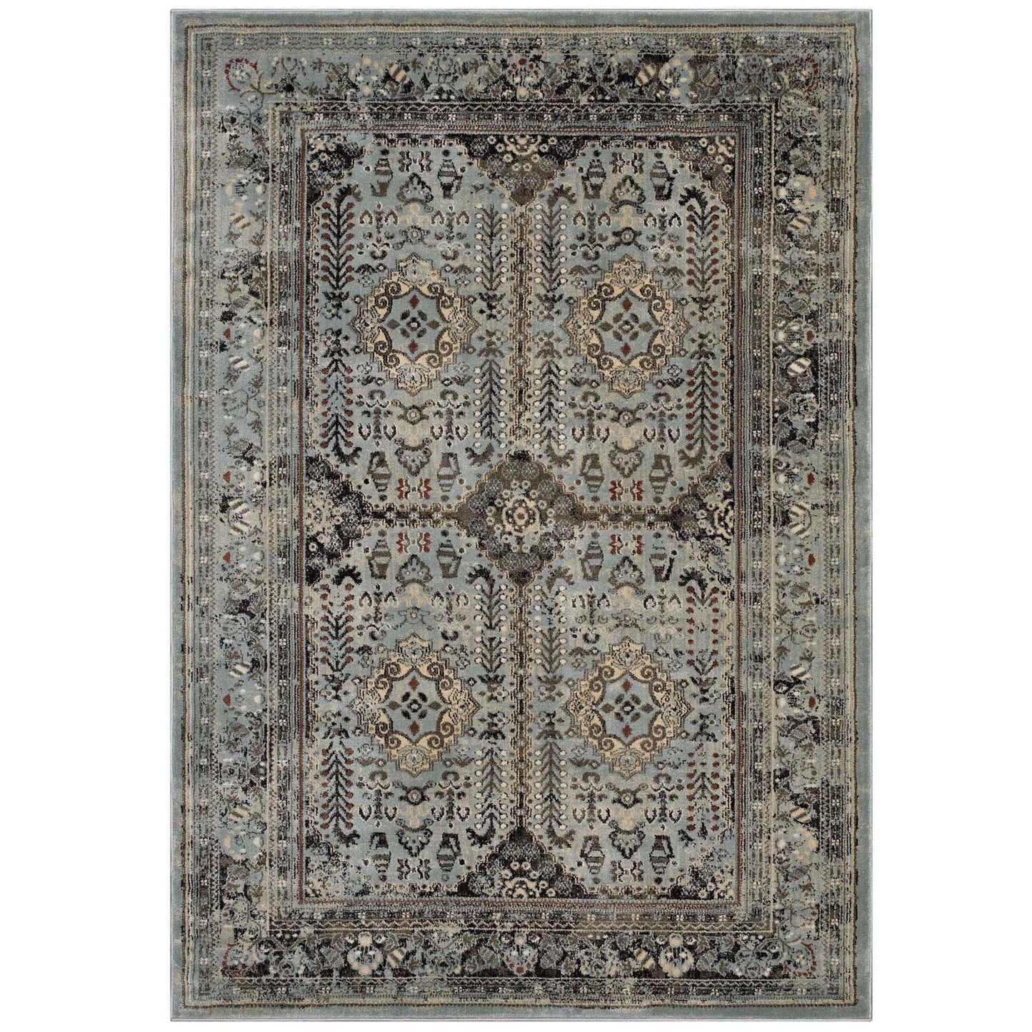 Modway Enye Distressed Vintage Floral Lattice Area Rug FredCo