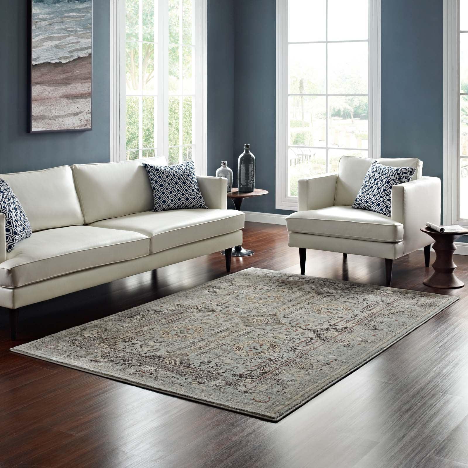 Modway Enye Distressed Vintage Floral Lattice Area Rug FredCo
