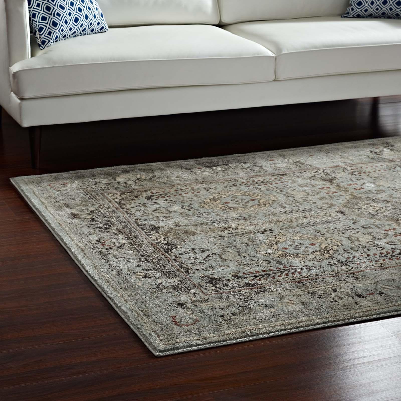 Modway Enye Distressed Vintage Floral Lattice Area Rug FredCo