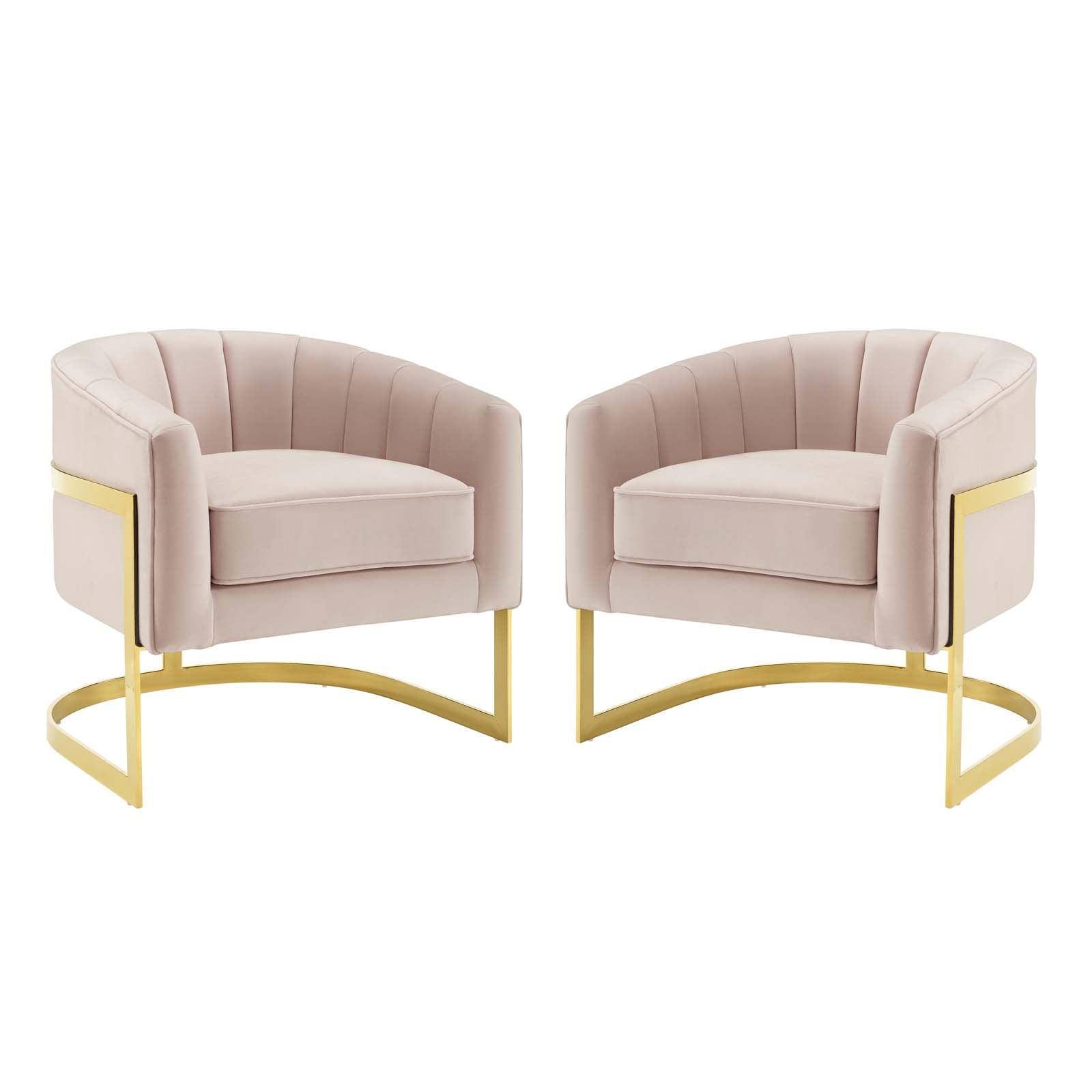 Modway Esteem Accent Armchair Performance Velvet Set of 2 FredCo