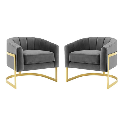 Modway Esteem Accent Armchair Performance Velvet Set of 2 FredCo