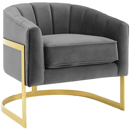 Modway Esteem Vertical Channel Tufted Performance Velvet Accent Armchair FredCo