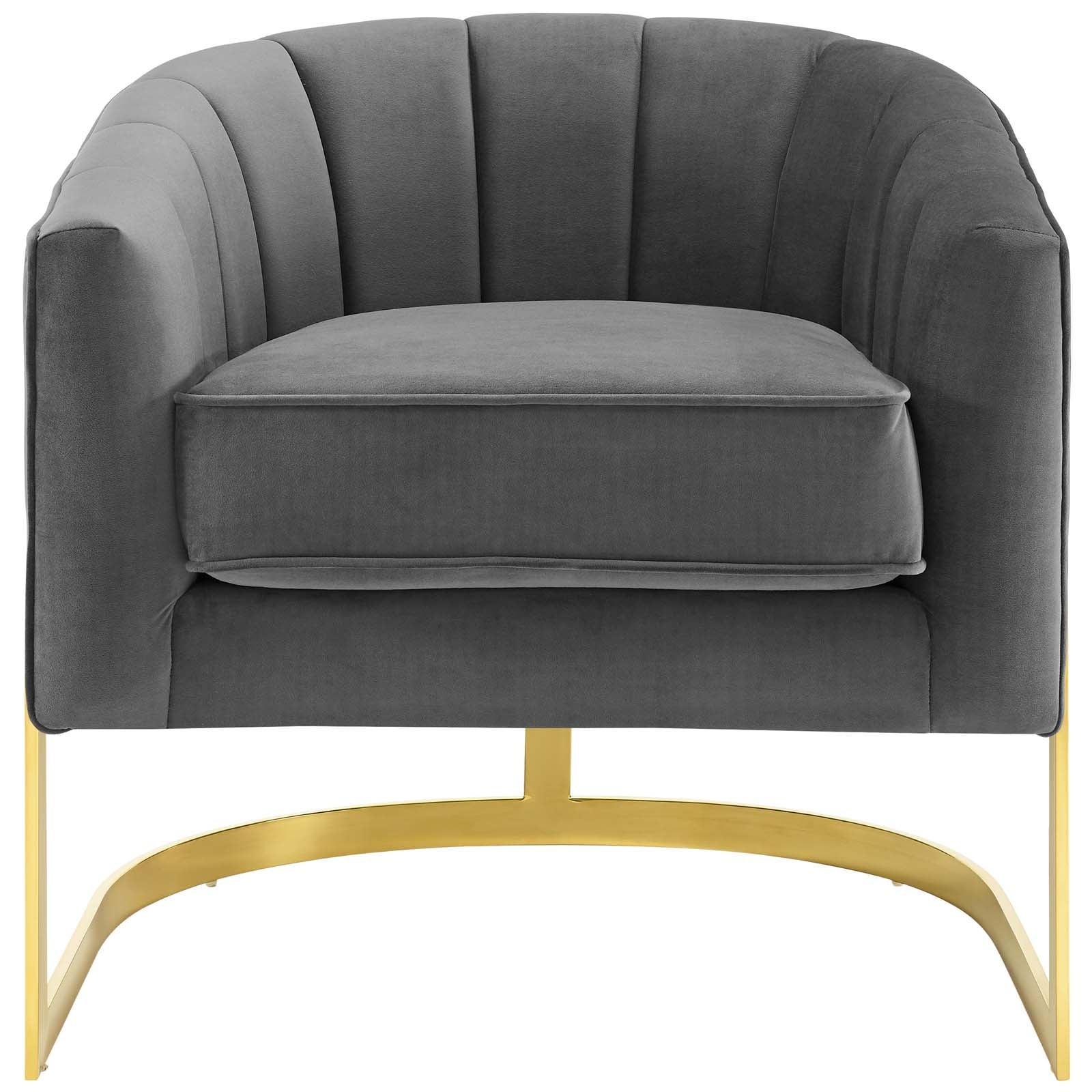 Modway Esteem Vertical Channel Tufted Performance Velvet Accent Armchair FredCo