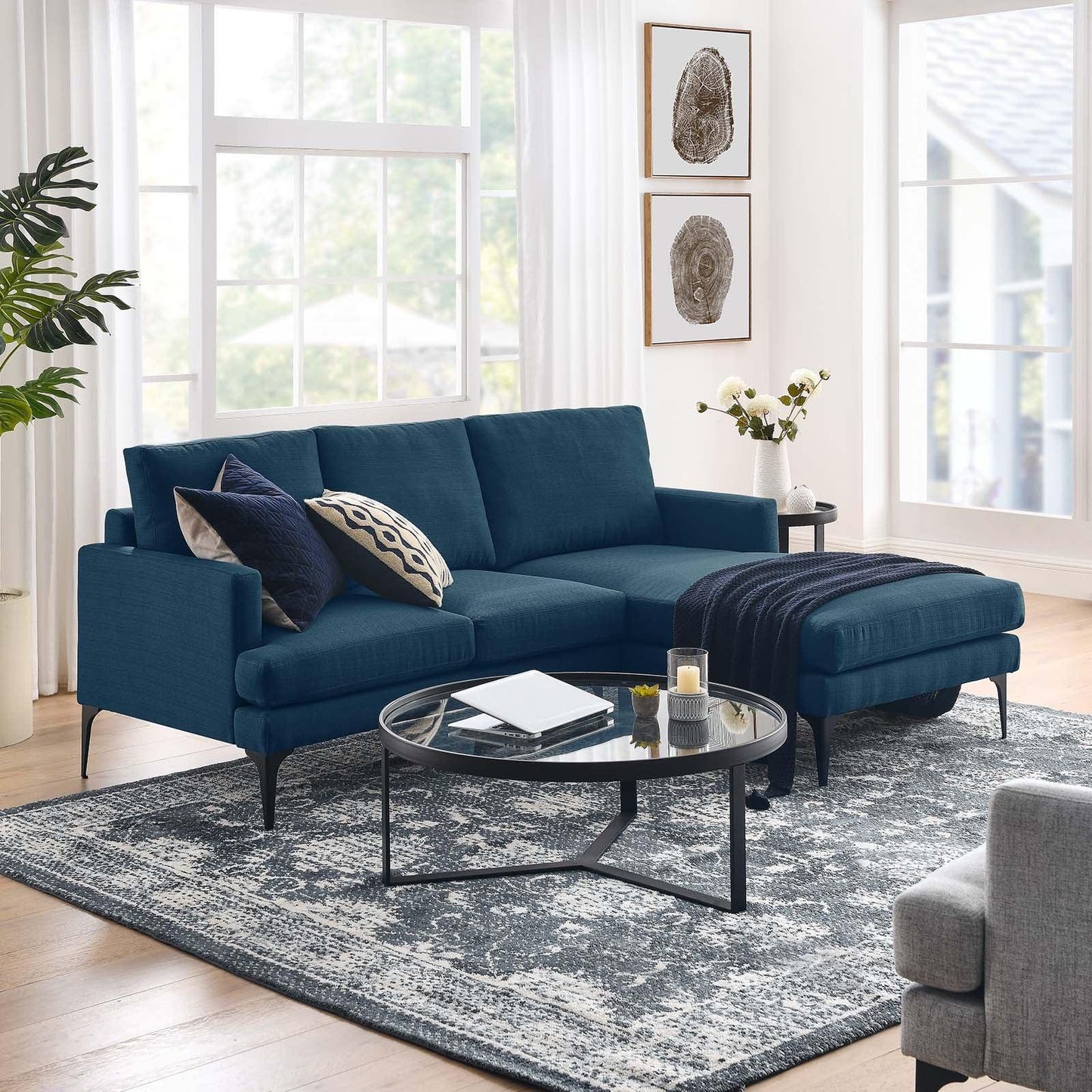 Modway Evermore Right-Facing Upholstered Fabric Sectional Sofa FredCo