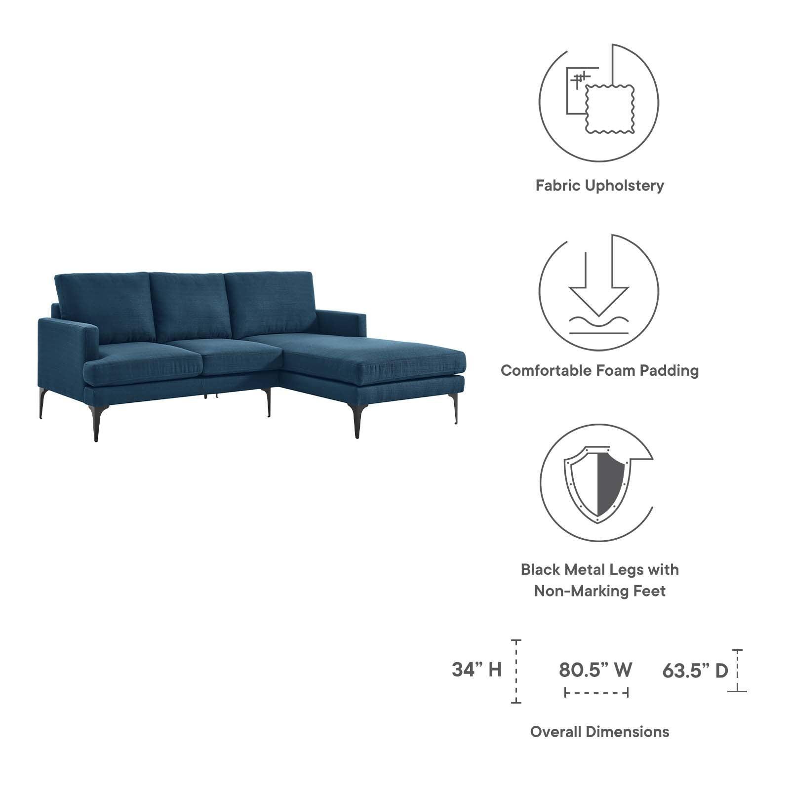 Modway Evermore Right-Facing Upholstered Fabric Sectional Sofa FredCo