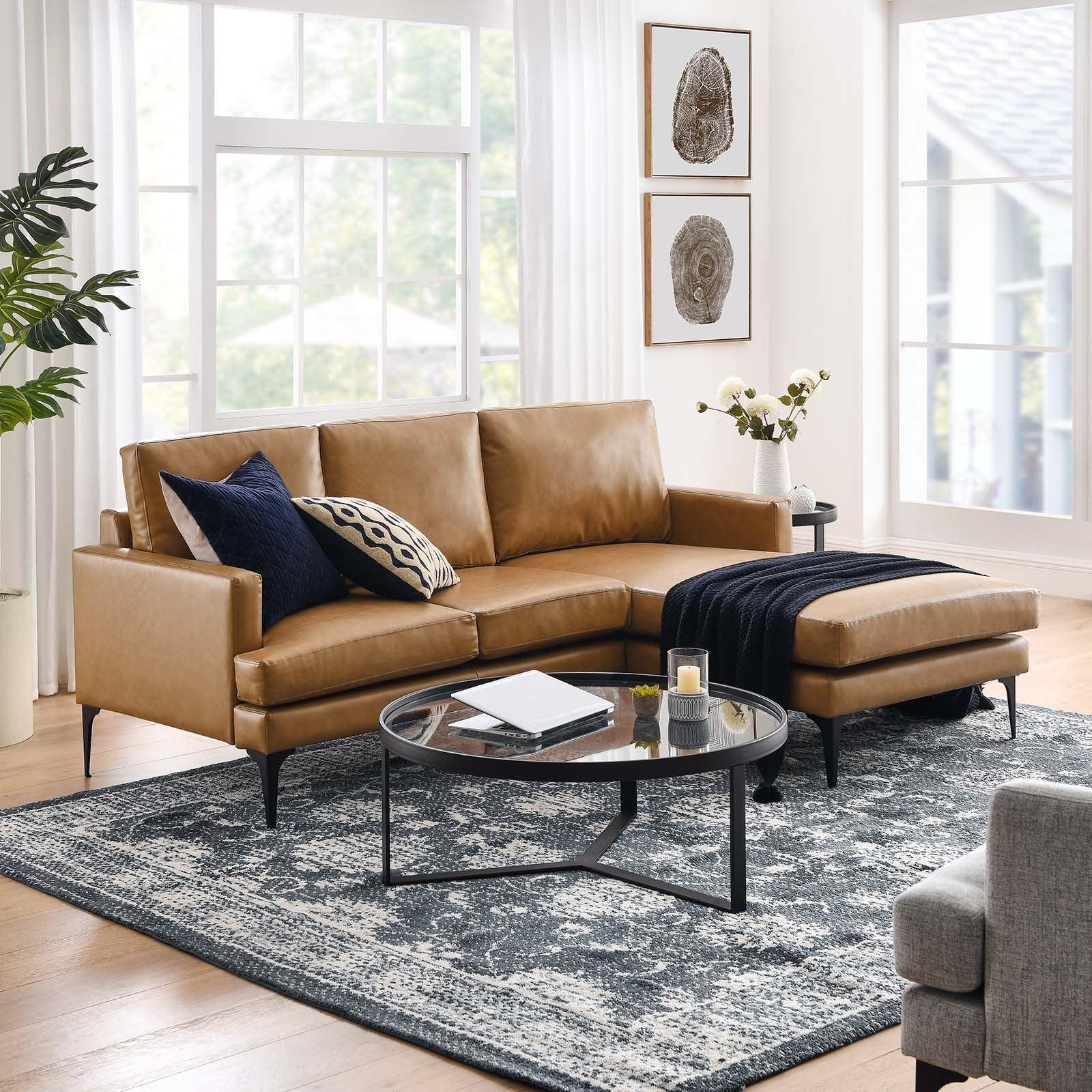 Modway Evermore Right-Facing Vegan Leather Sectional Sofa FredCo