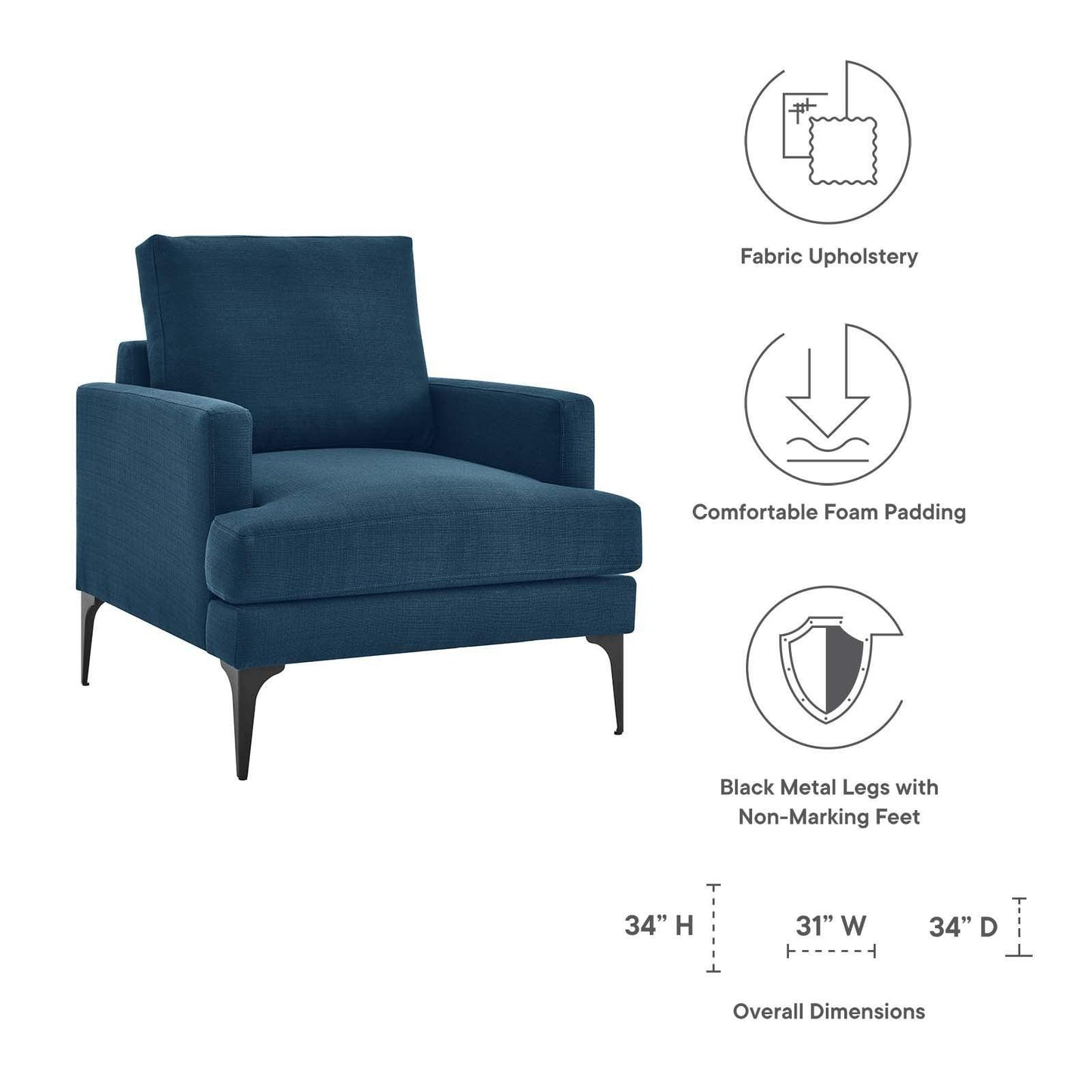 Modway Evermore Upholstered Fabric Armchair FredCo