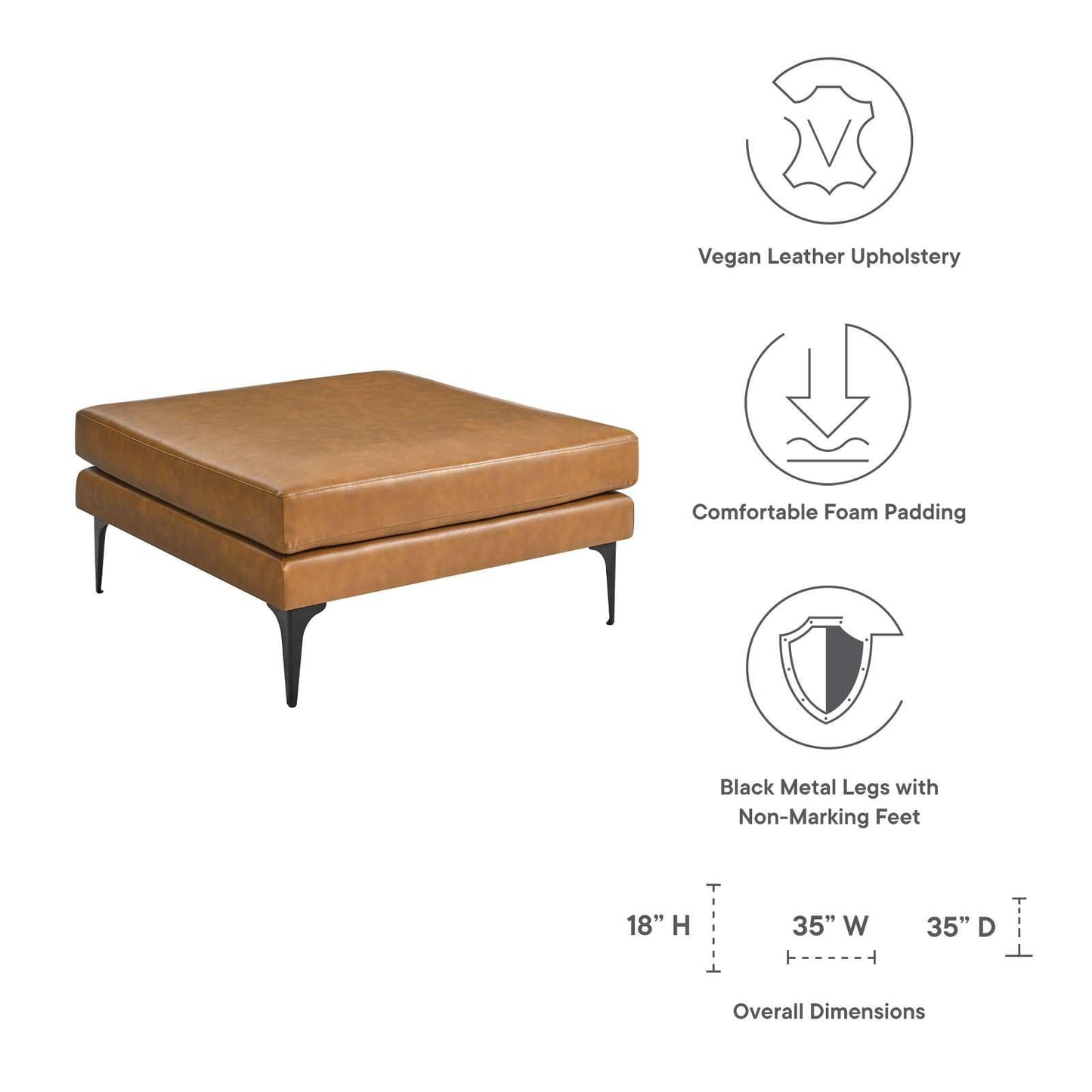 Modway Evermore Vegan Leather Ottoman FredCo
