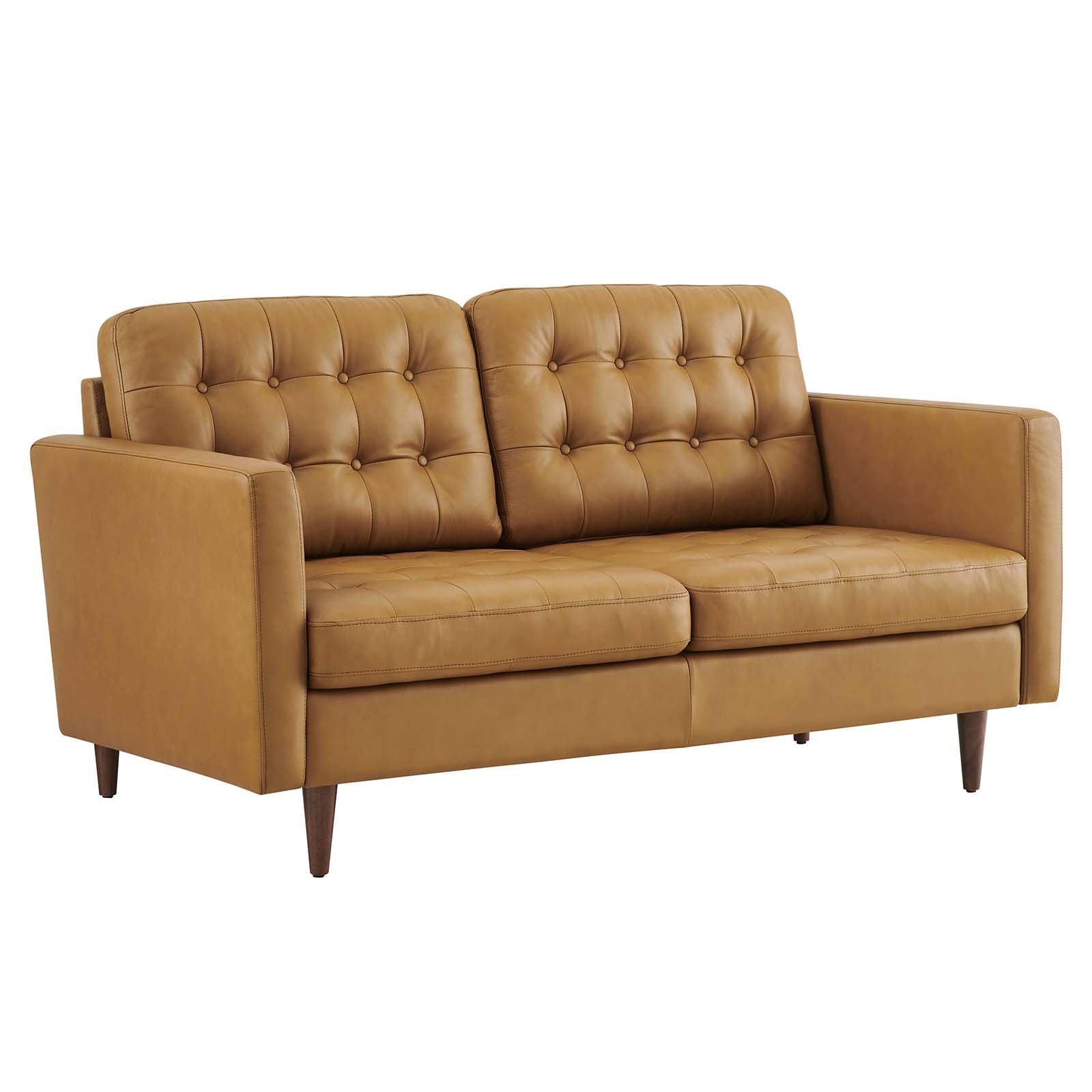 Modway Exalt Tufted Vegan Leather Loveseat FredCo