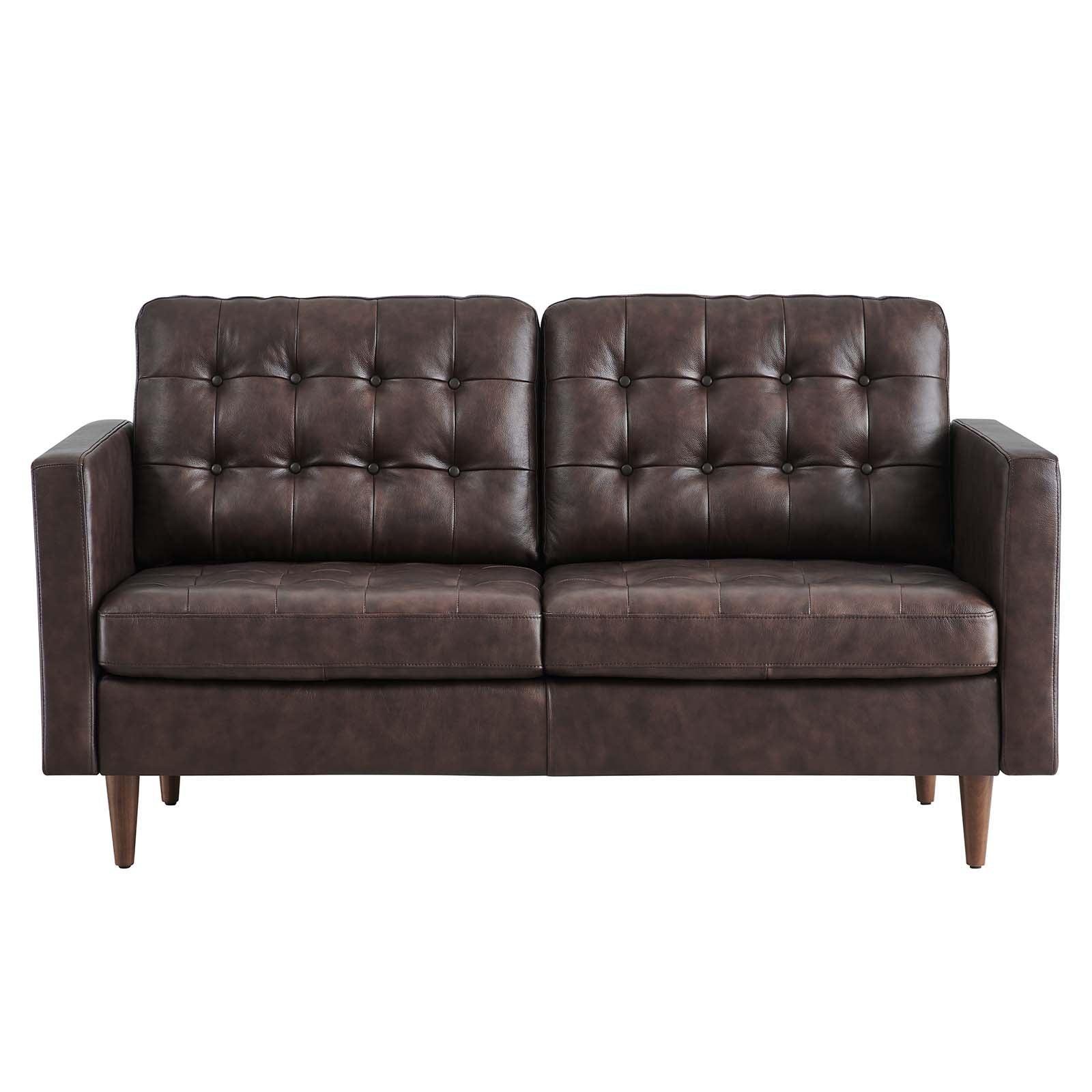 Modway Exalt Tufted Vegan Leather Loveseat FredCo