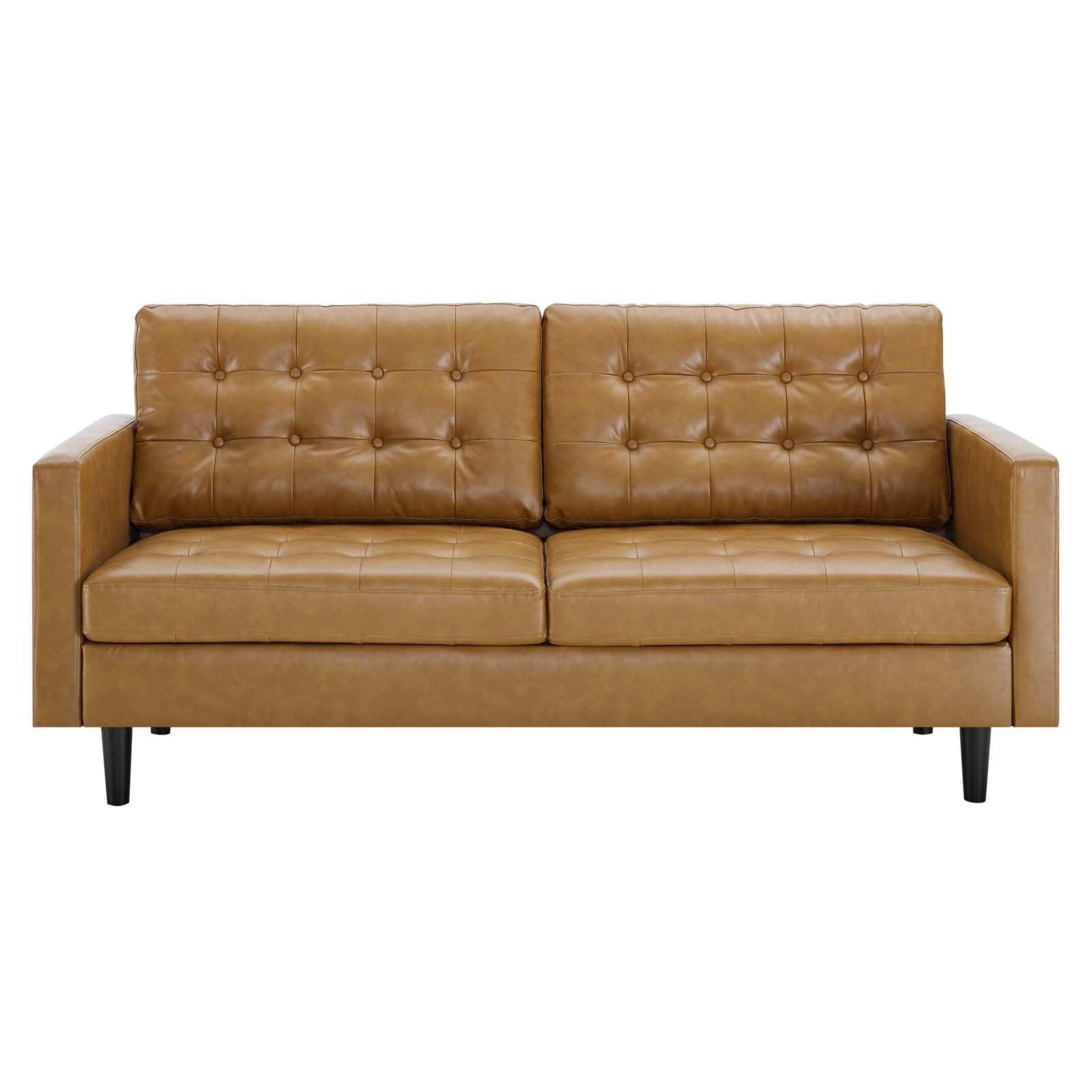 Modway Exalt Tufted Vegan Leather Sofa FredCo