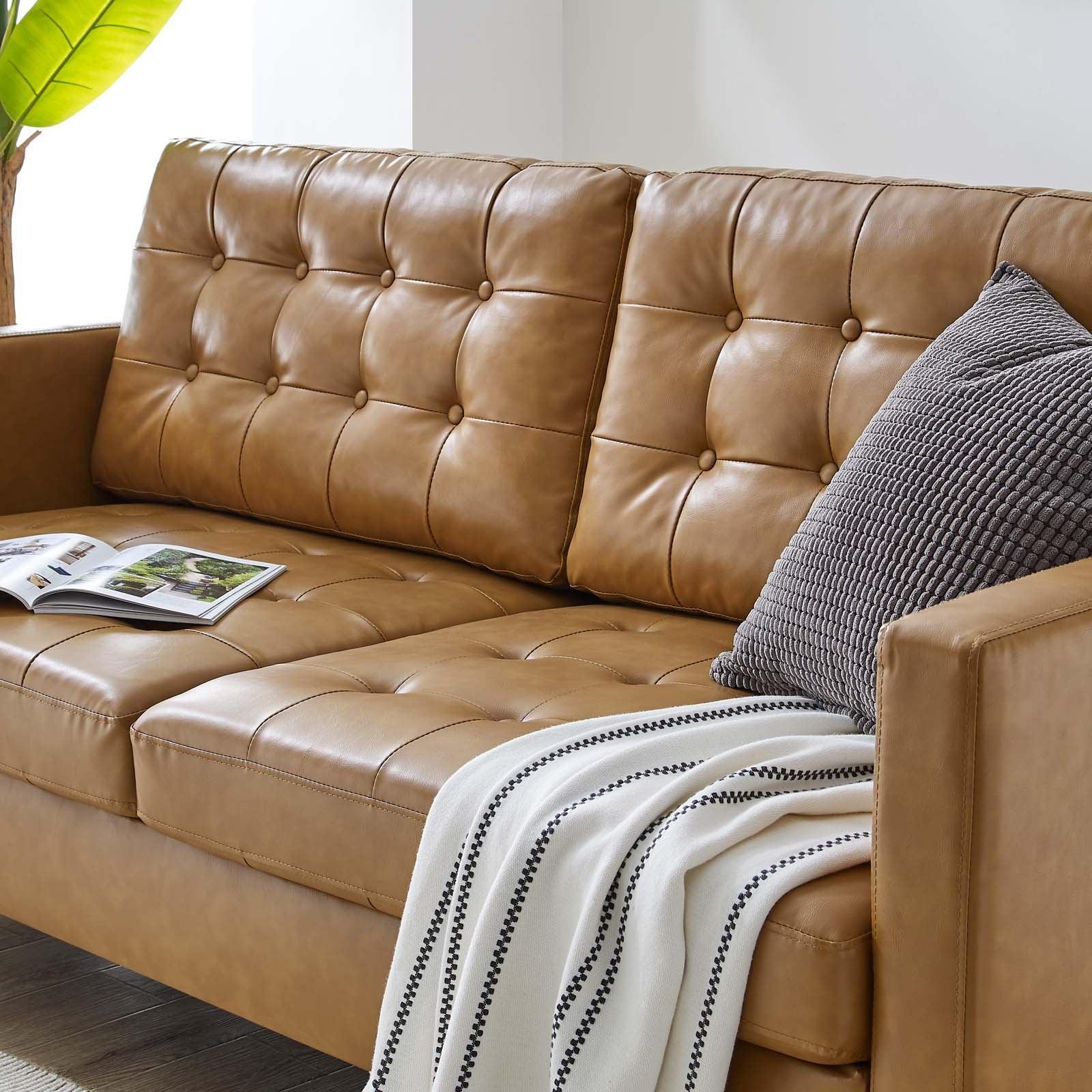 Modway Exalt Tufted Vegan Leather Sofa FredCo
