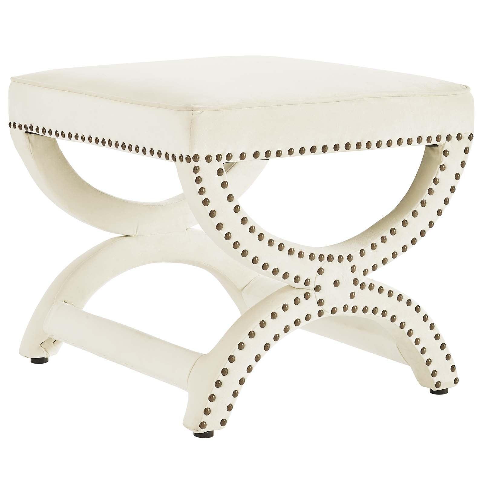 Modway Expound Upholstered Nailhead Trim Performance Velvet Ottoman FredCo
