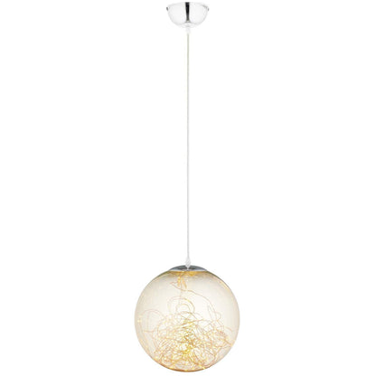 Modway Fairy 8" Amber Glass Globe Ceiling Light Pendant Chandelier FredCo