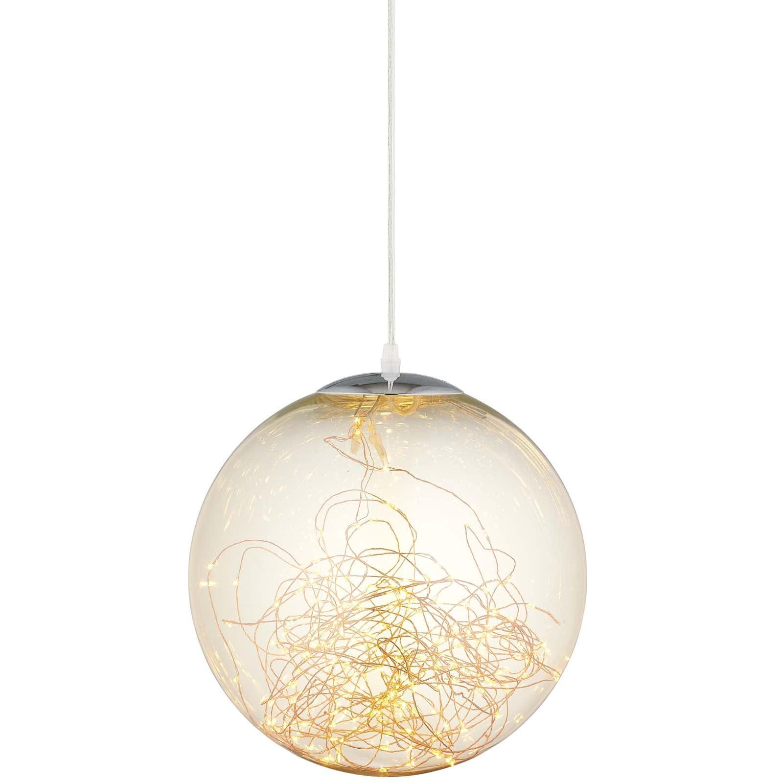 Modway Fairy 8" Amber Glass Globe Ceiling Light Pendant Chandelier FredCo