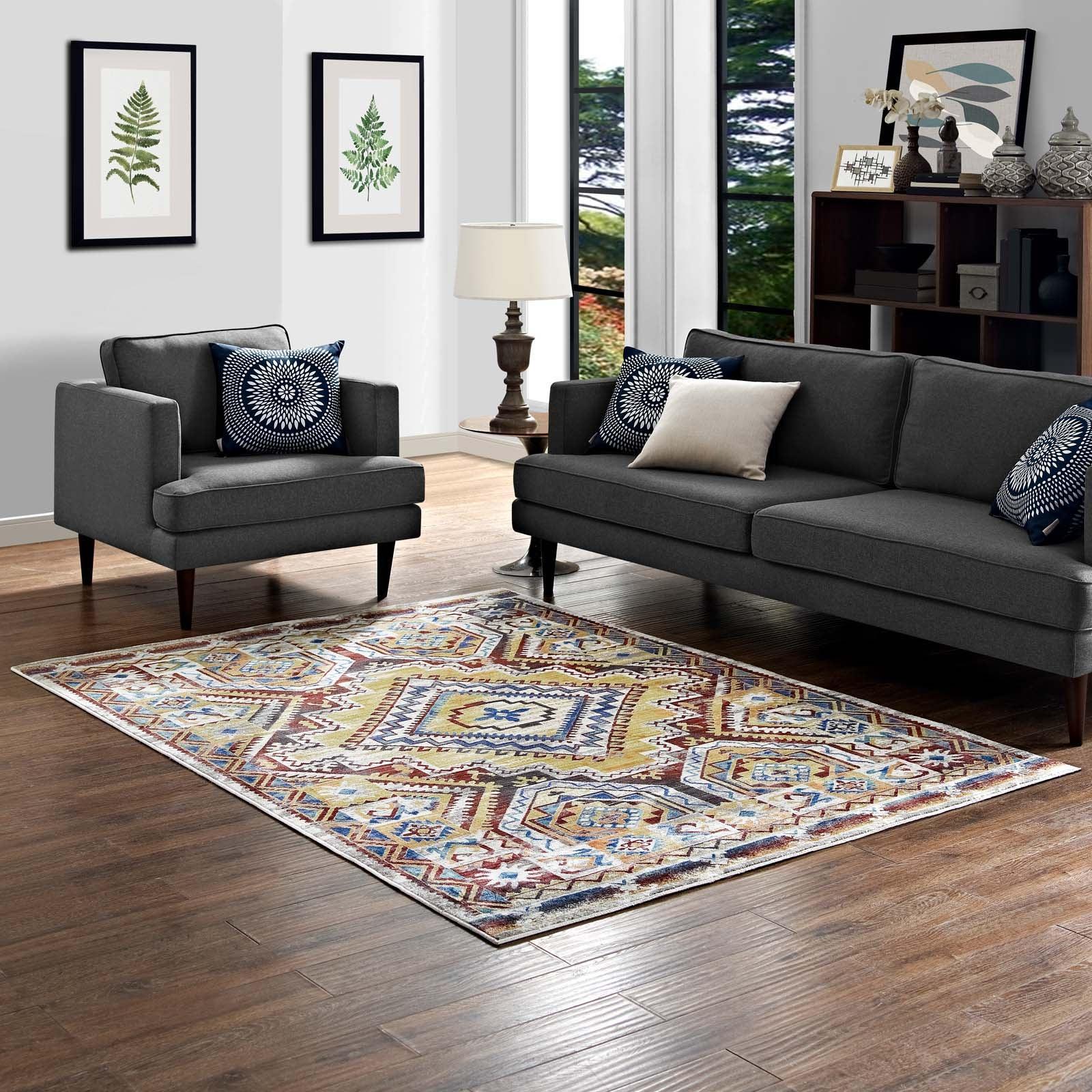 Modway Florita Distressed Southwestern Aztec Area Rug FredCo