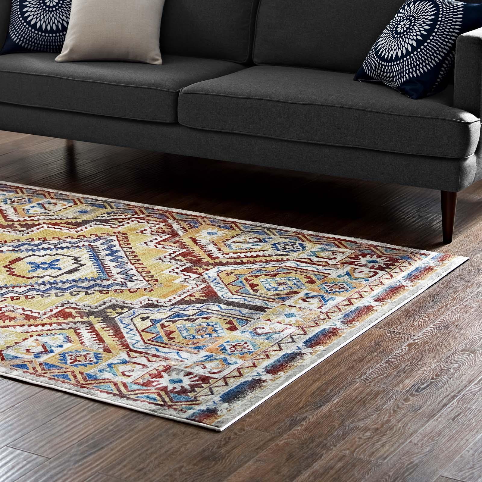 Modway Florita Distressed Southwestern Aztec Area Rug FredCo