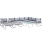 Modway Fortuna 10 Piece Outdoor Patio Sectional Sofa Set FredCo