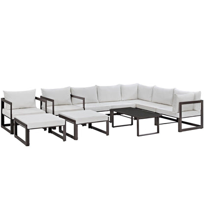 Modway Fortuna 10 Piece Outdoor Patio Sectional Sofa Set FredCo