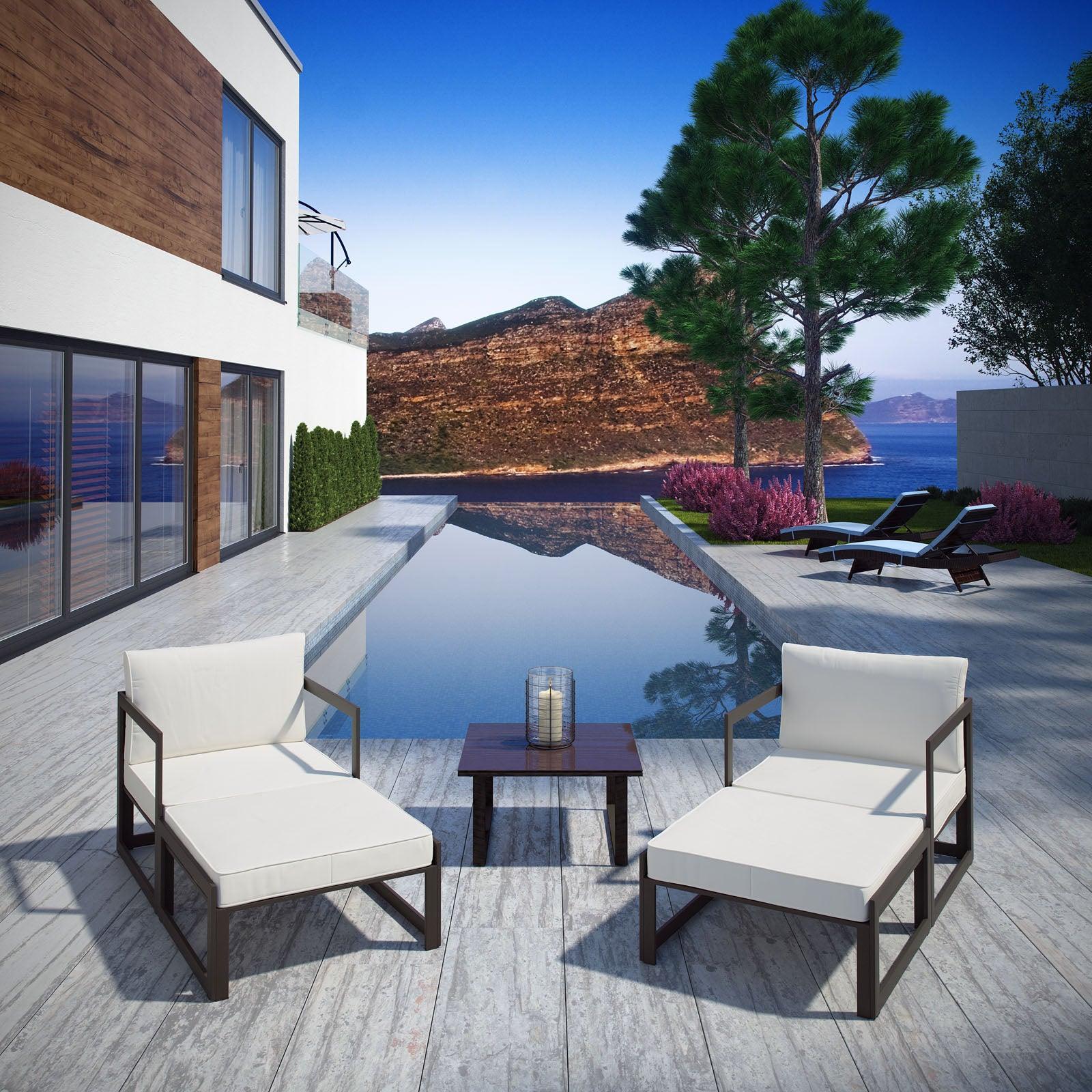 Modway Fortuna 5 Piece Outdoor Patio Sectional Sofa Set FredCo