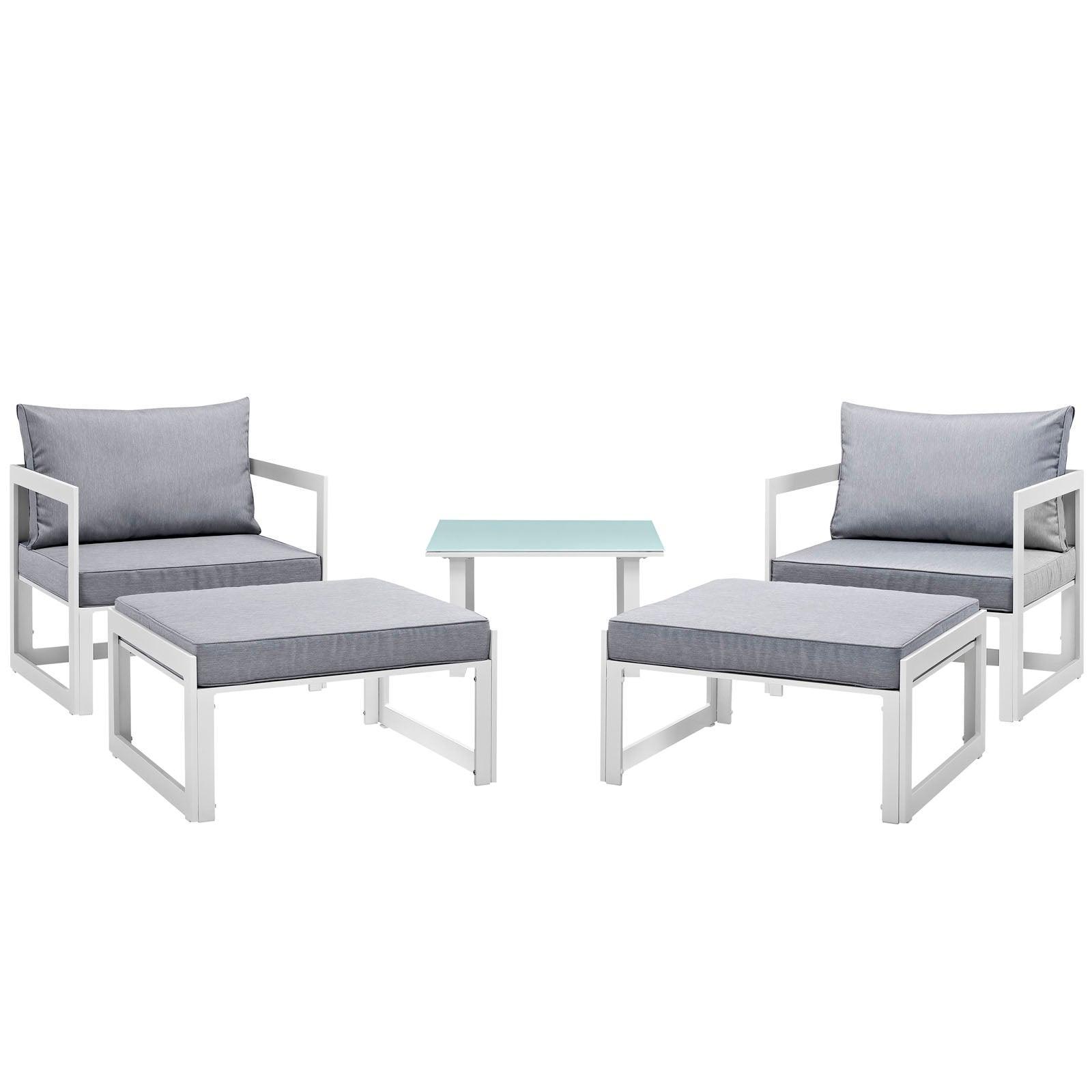 Modway Fortuna 5 Piece Outdoor Patio Sectional Sofa Set FredCo
