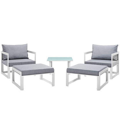Modway Fortuna 5 Piece Outdoor Patio Sectional Sofa Set FredCo