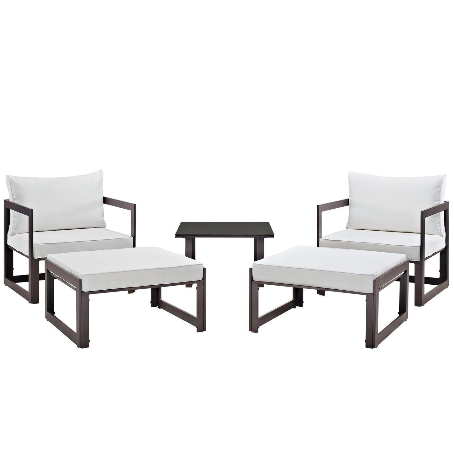 Modway Fortuna 5 Piece Outdoor Patio Sectional Sofa Set FredCo