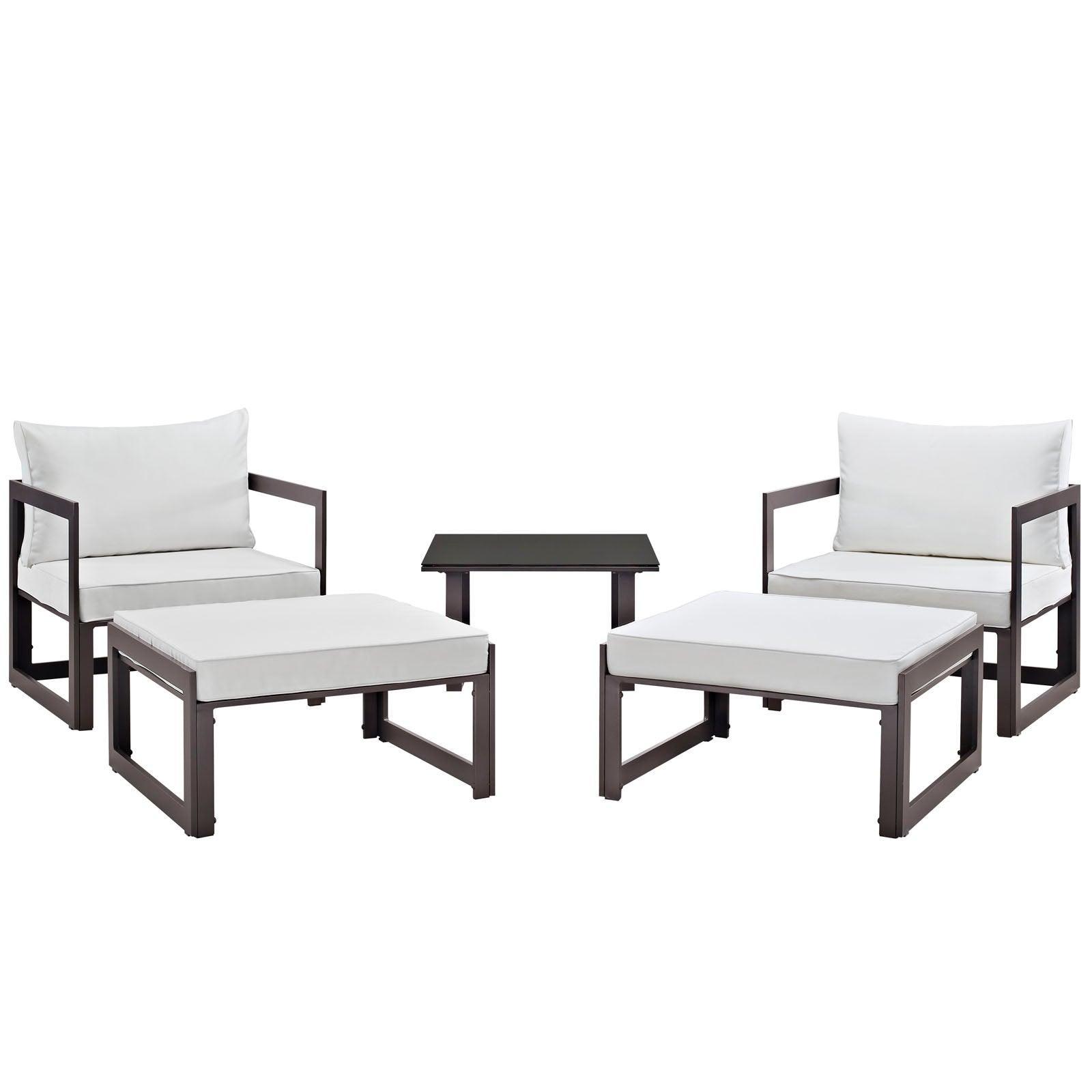 Modway Fortuna 5 Piece Outdoor Patio Sectional Sofa Set FredCo