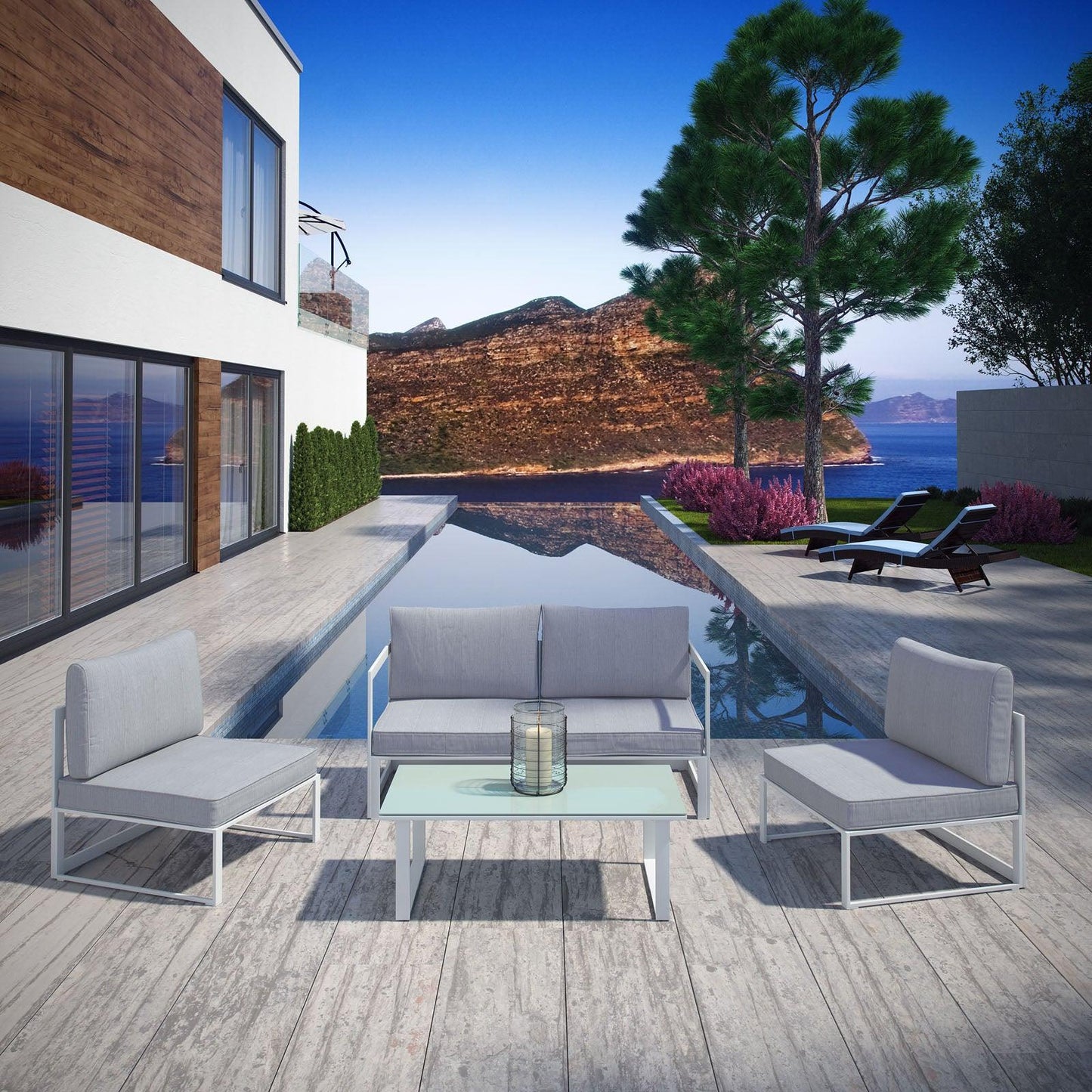 Modway Fortuna 5 Piece Outdoor Patio Sectional Sofa Set, EEI-1724 FredCo