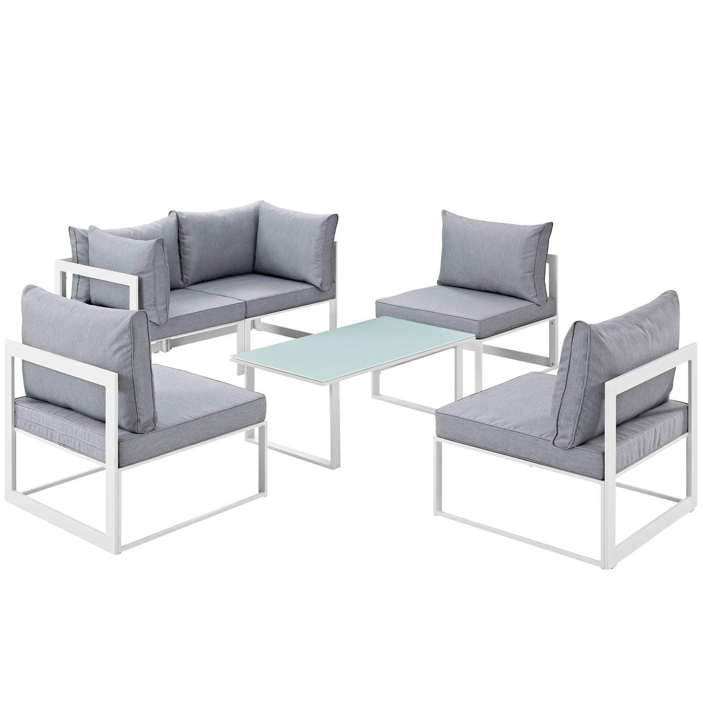 Modway Fortuna 6 Piece Outdoor Patio Sectional Sofa Set, EEI-1726 FredCo