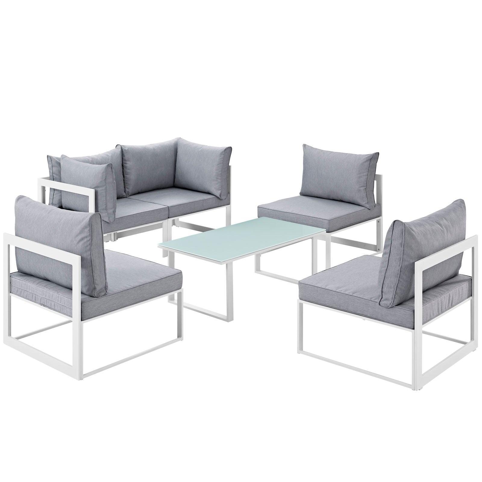 Modway Fortuna 6 Piece Outdoor Patio Sectional Sofa Set, EEI-1726 FredCo