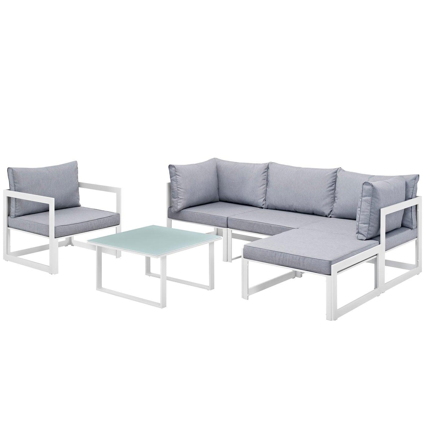 Modway Fortuna 6 Piece Outdoor Patio Sectional Sofa Set, EEI-1731 FredCo