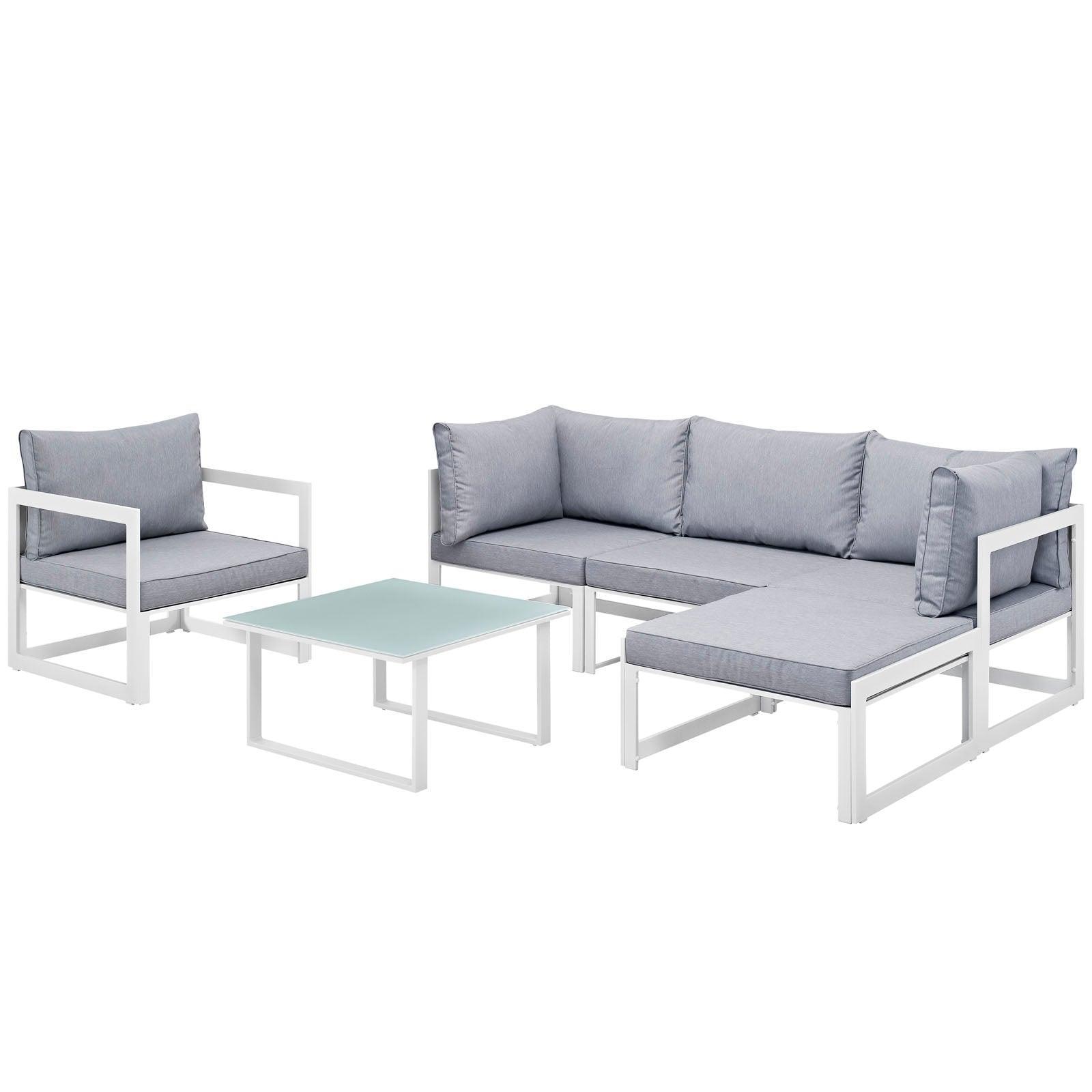 Modway Fortuna 6 Piece Outdoor Patio Sectional Sofa Set, EEI-1731 FredCo